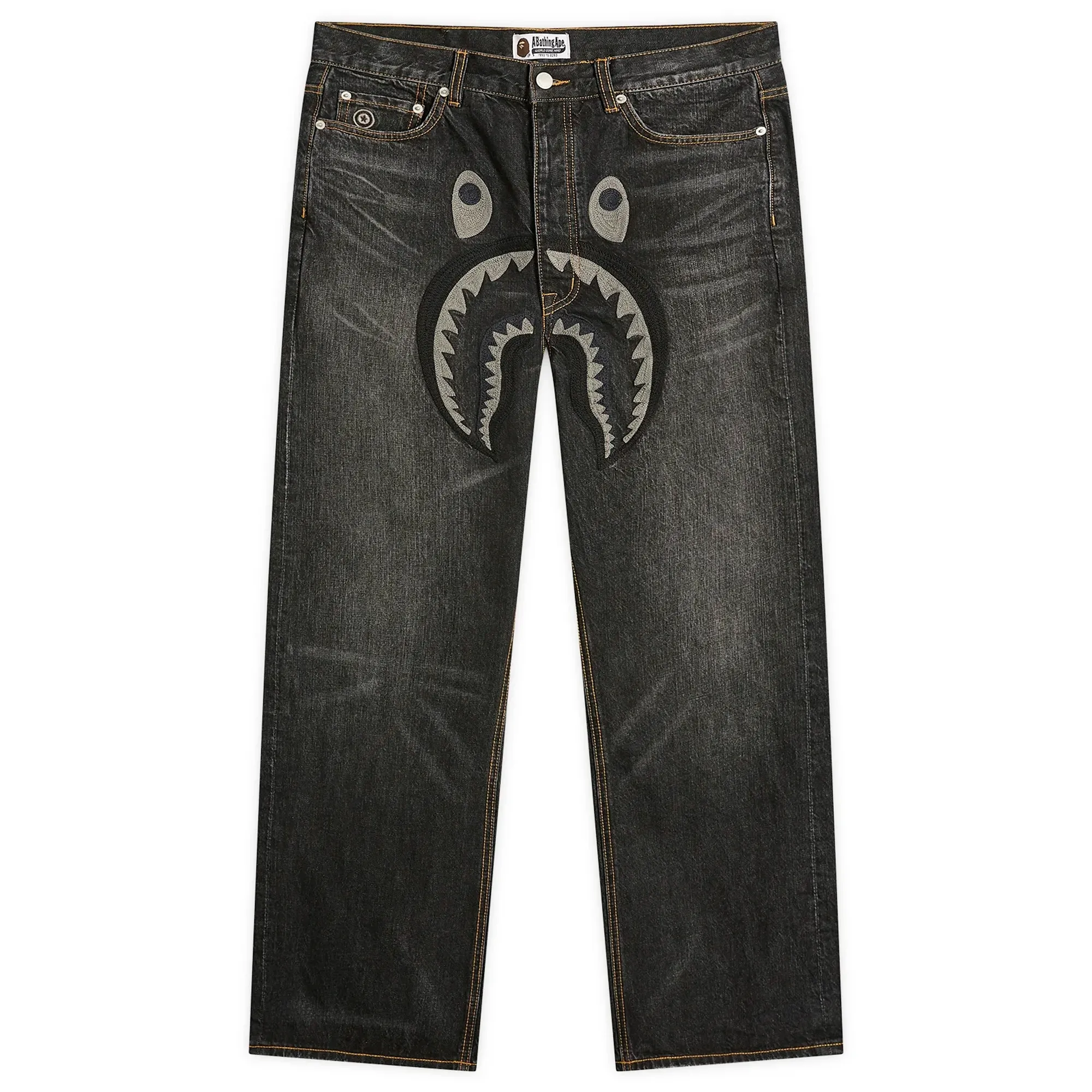 A Bathing Ape Men's Shark Relaxed Fit Denim Pants Indigo