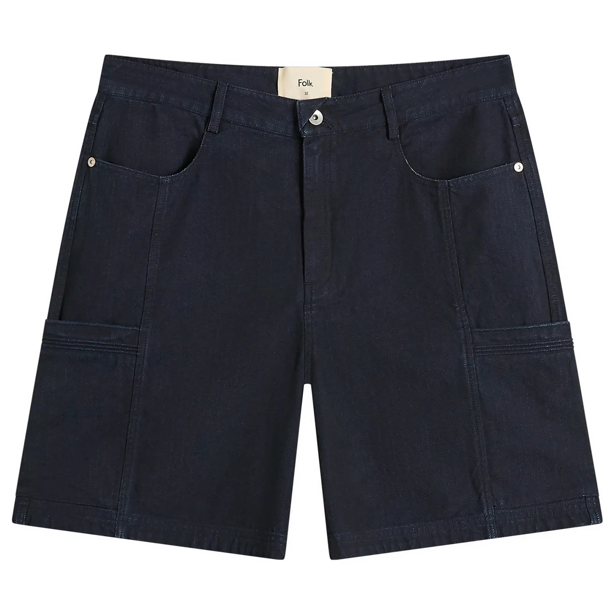 Folk Men's Lunar Jean Short Deep Indigo Herringbone