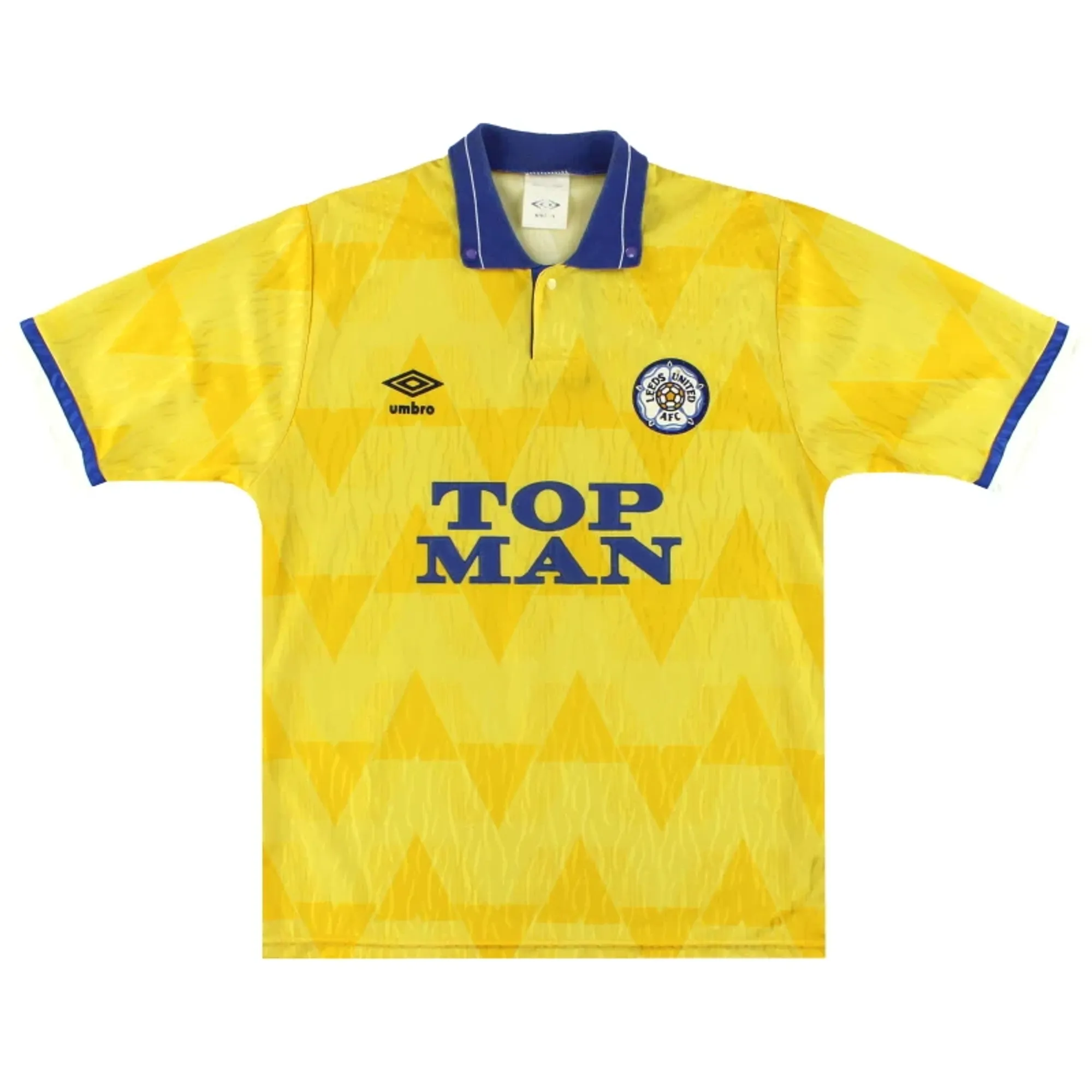 1989-91 Leeds Umbro Away Shirt M - Leeds / Excellent 