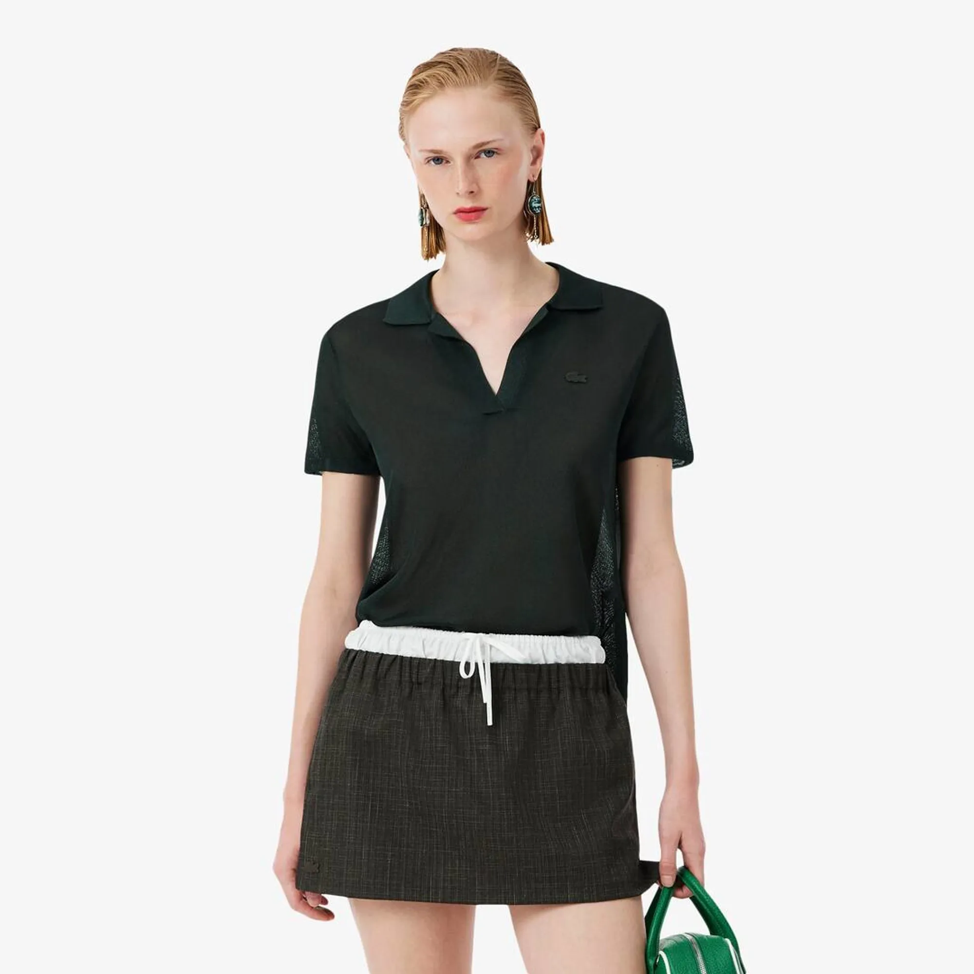 Lacoste Runway Slim Fit Satin Piqué Polo Shirt - Vert