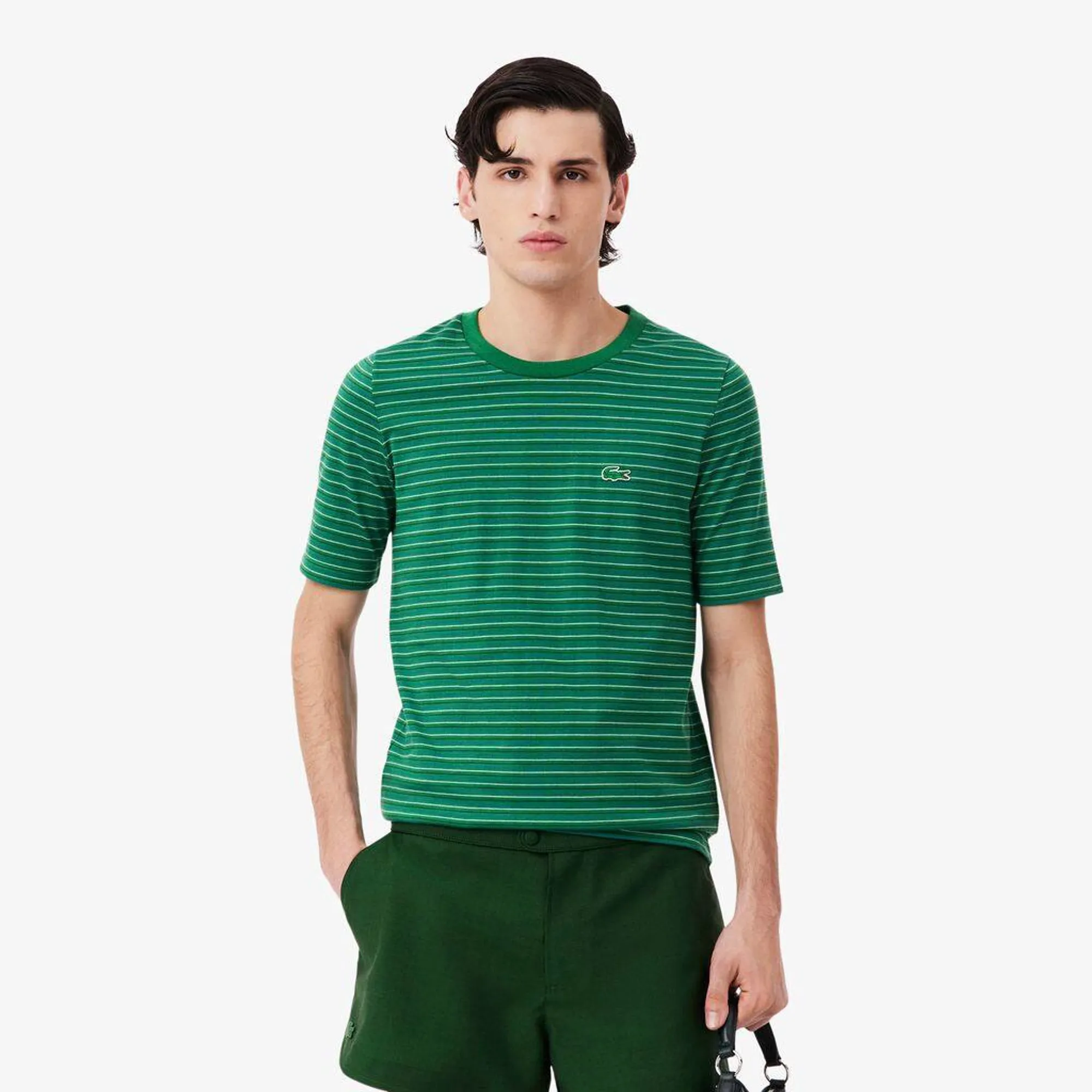 Lacoste Runway Striped Jersey T-shirt - Green / White