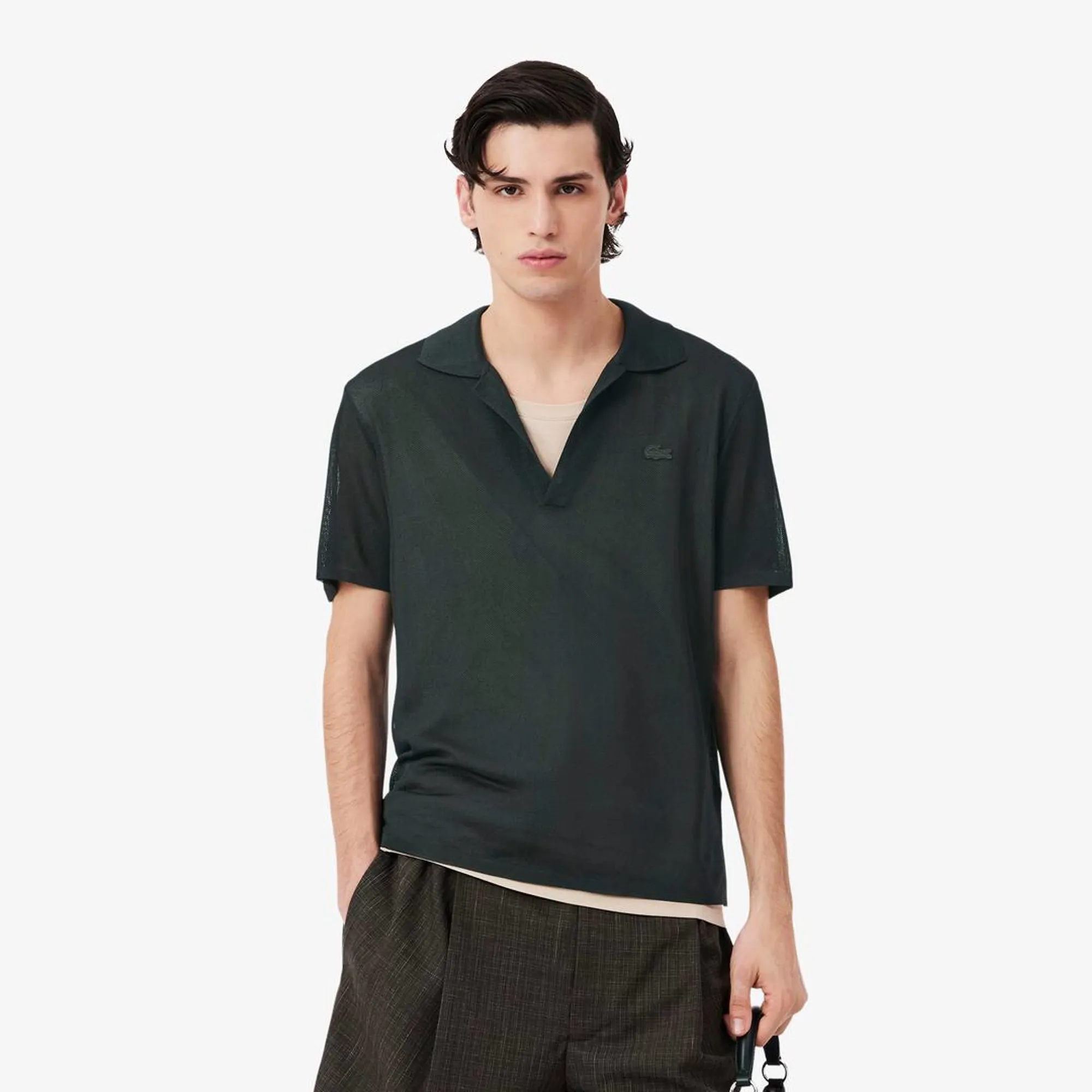 Lacoste Runway Slim Fit Satin Piqué Polo Shirt - Vert