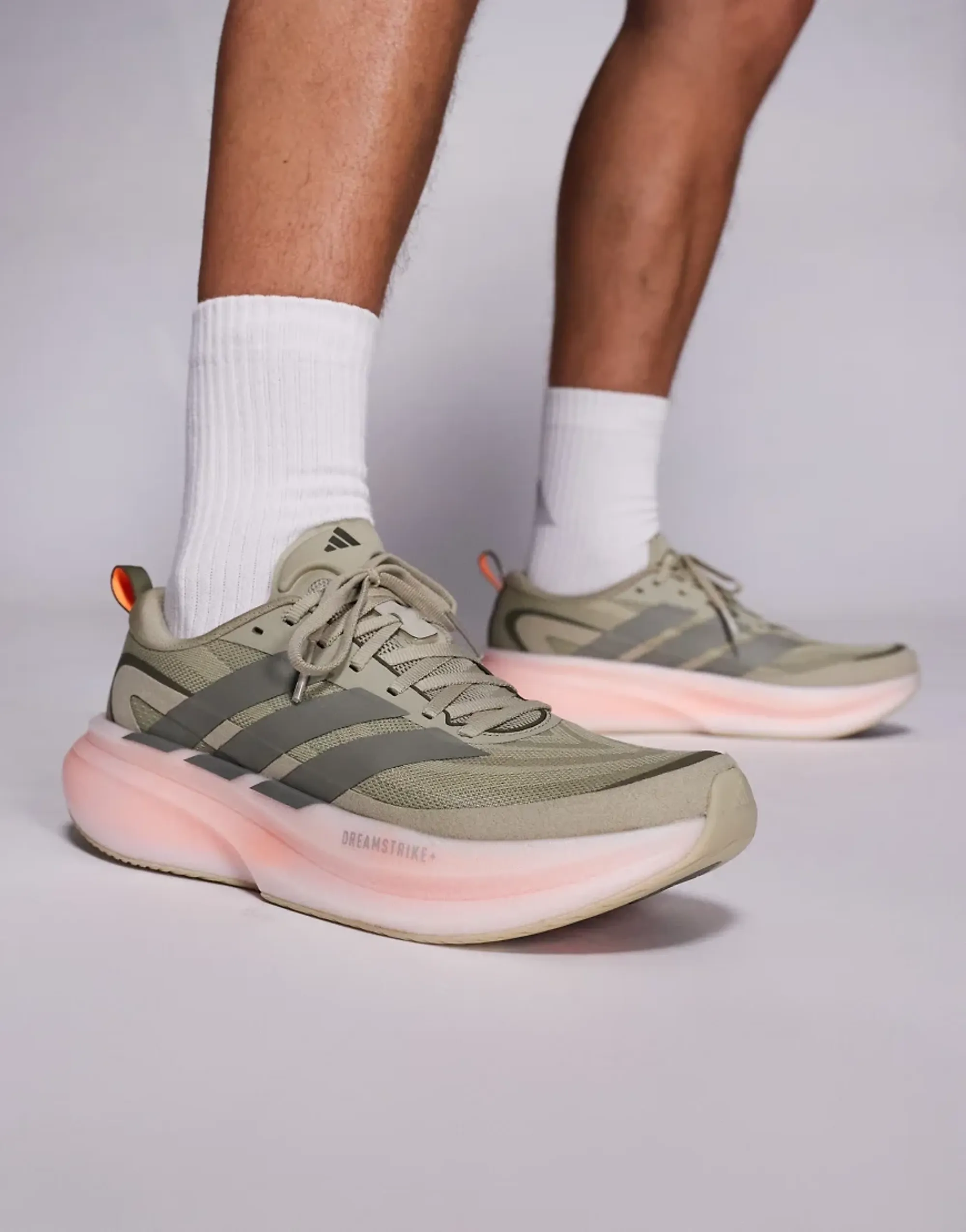 Adidas Running Supernova Glide Trainers In Olive Green And Orange