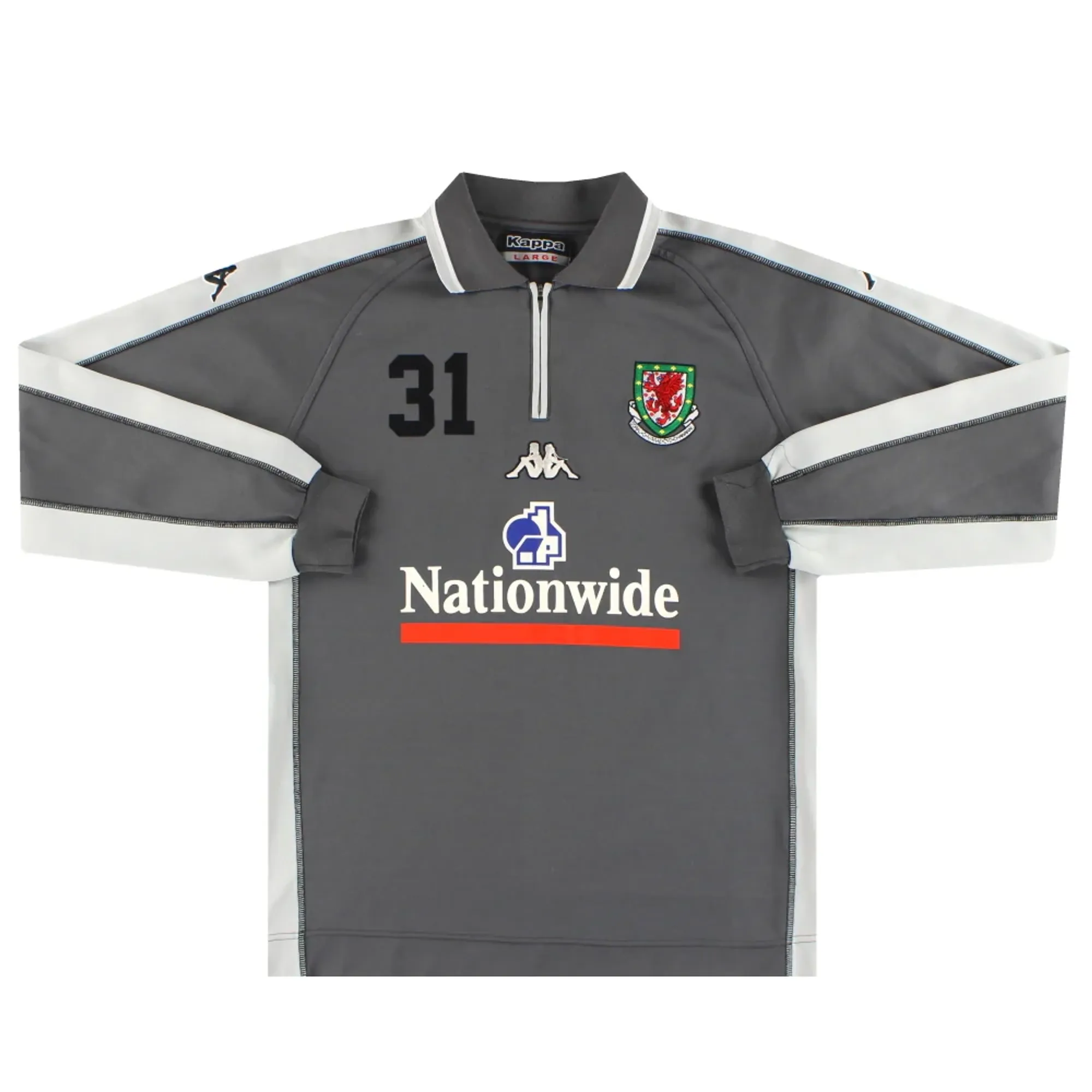 2002-03 Wales Kappa Player Issue 1/4 Zip Sweatshirt L - Wales / Excellent 