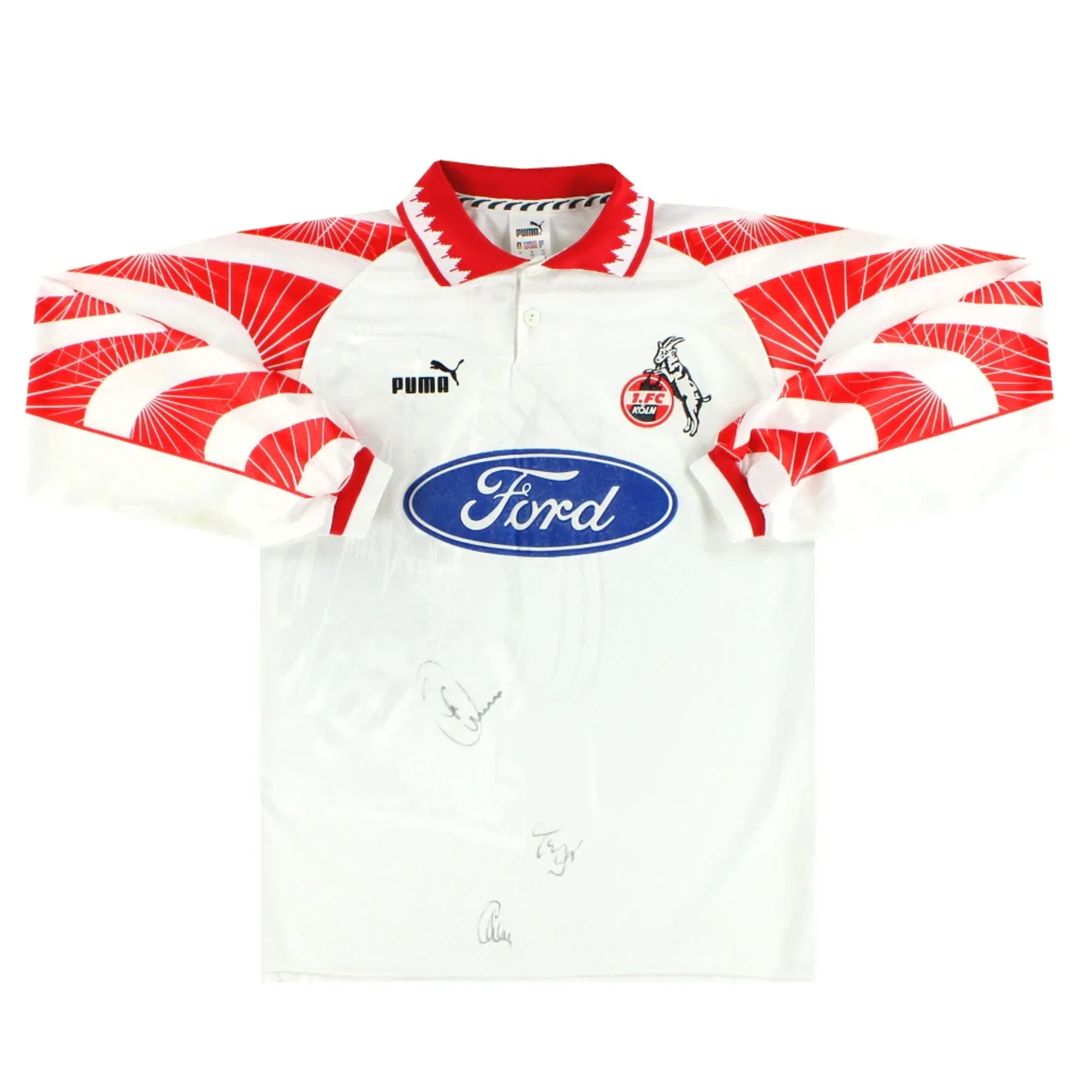 1996-97 FC Koln Puma 'Signed' Home Shirt L/S M - Other German Clubs / Excellent 