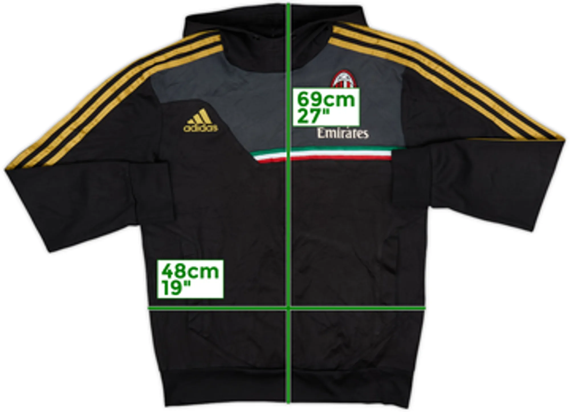 2013-14 AC Milan adidas Hooded Sweat Top - 6/10 - (S)
