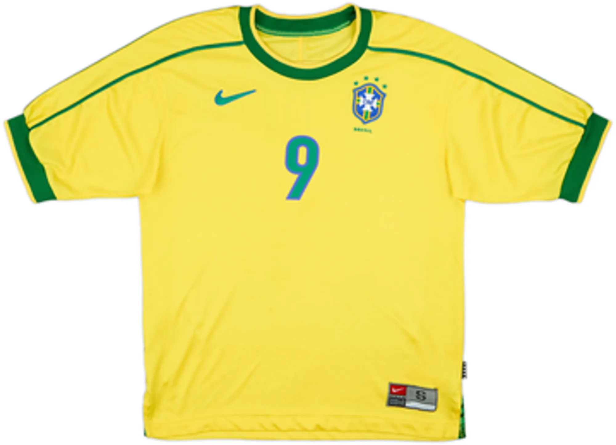1998-00 Brazil Home Shirt Ronaldo #9 - 7/10 - (S)