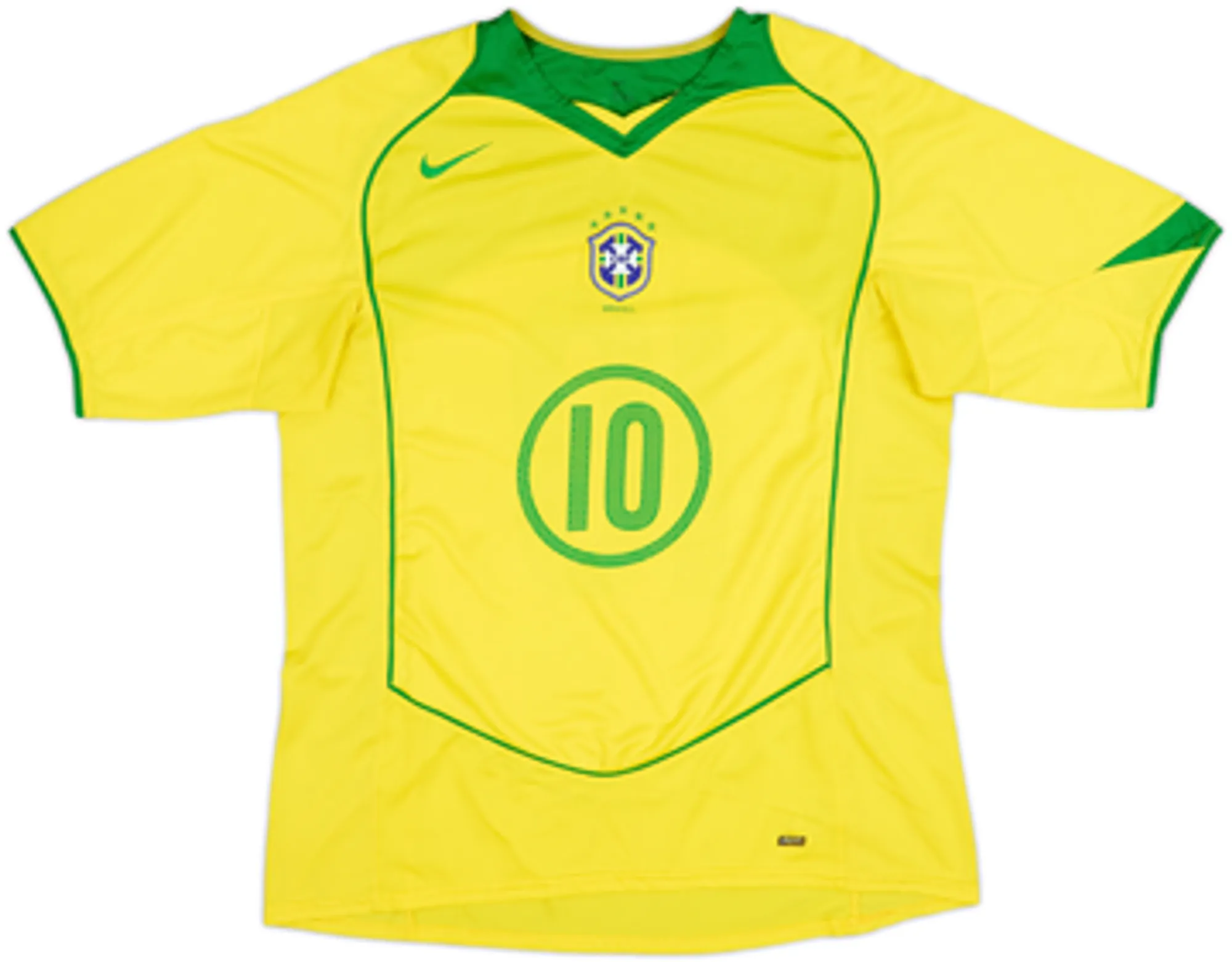 2004-06 Brazil Home Shirt Ronaldinho #10 - 9/10 - (M)
