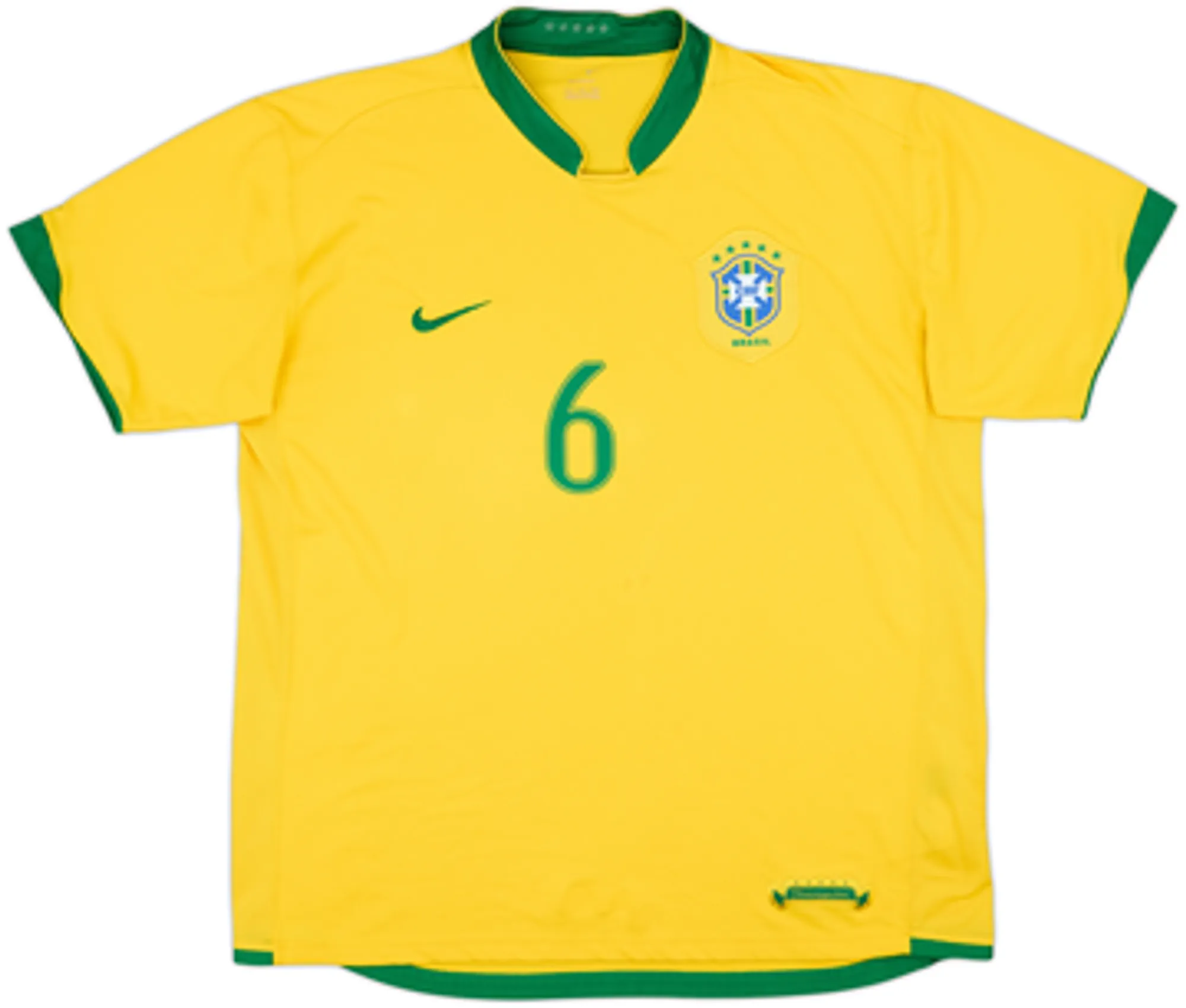 2006-08 Brazil Home Shirt R. Carlos #6 - 7/10 - (XL)