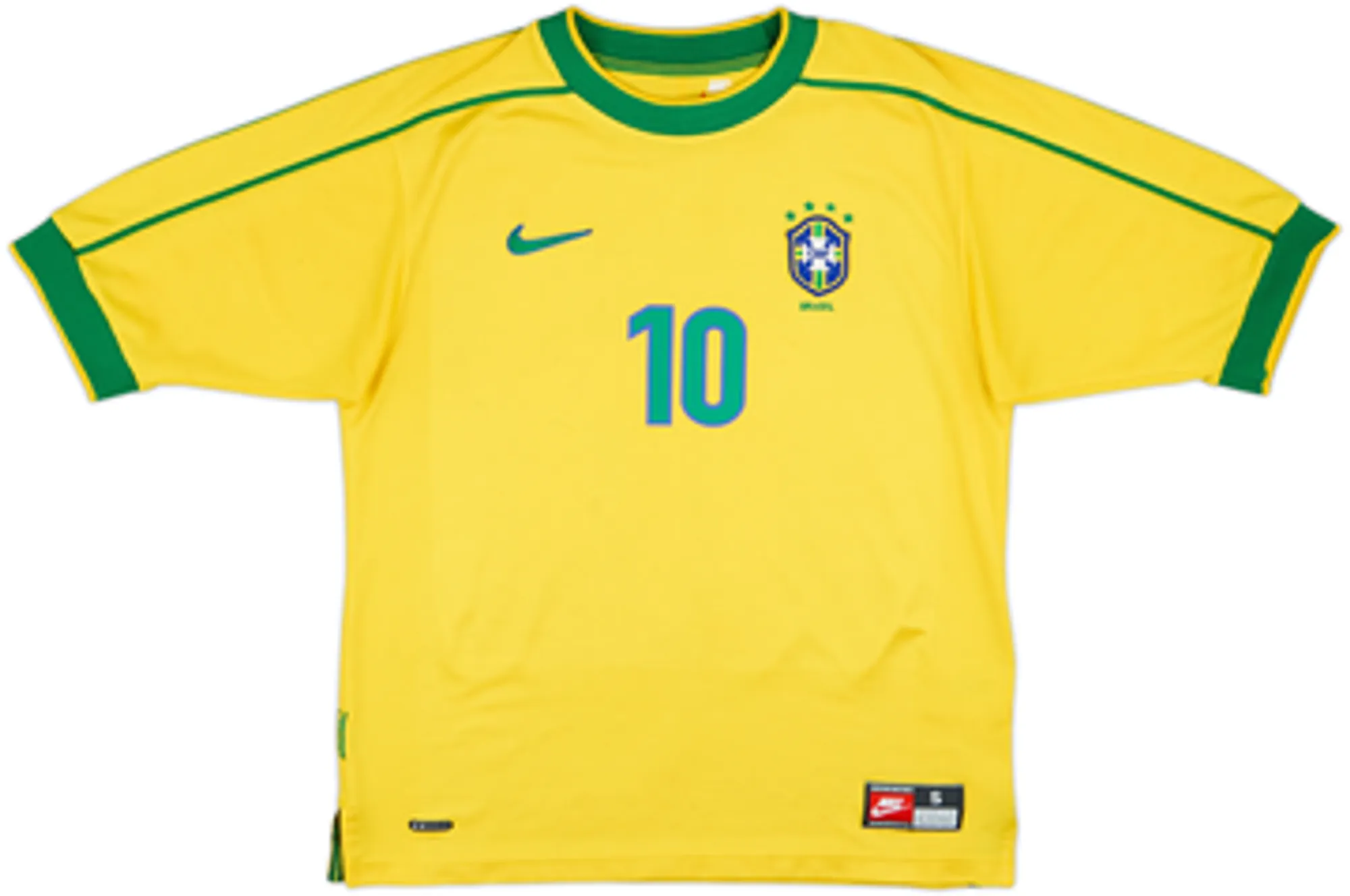 1998-00 Brazil Home Shirt Rivaldo #10 - 7/10 - (S)