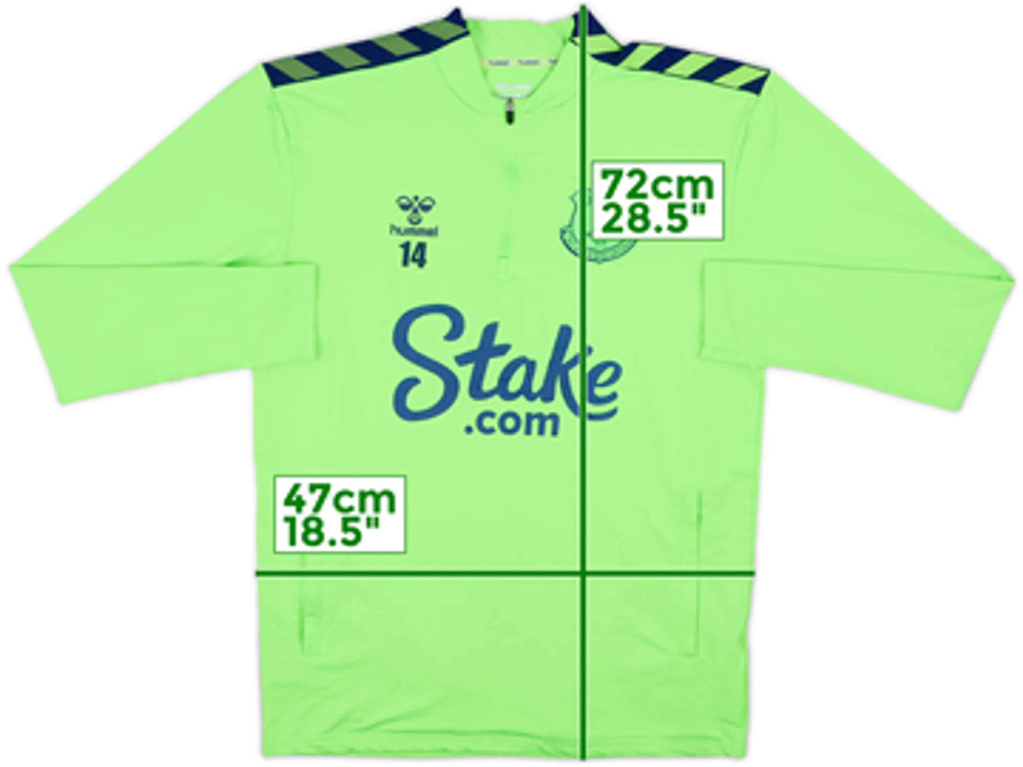 2022-23 Everton Player Issue Hummel 1/4 Zip Drill Top #14 - 8/10 - (S)