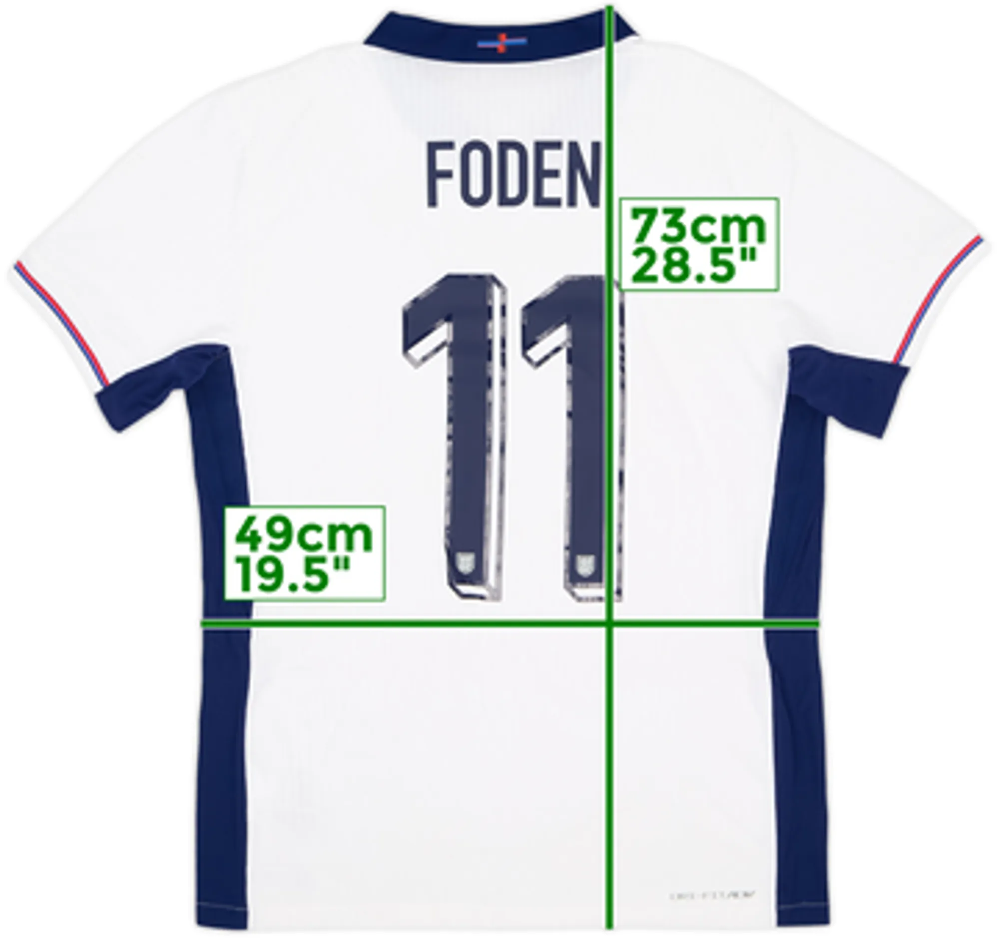 2024-25 England Authentic Home Shirt Foden #11 - 8/10 - (M)