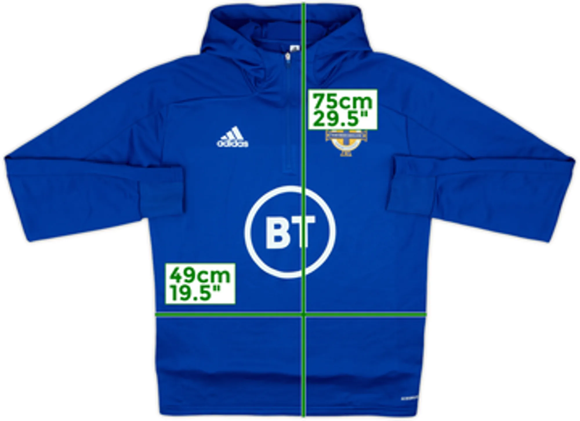 2019-20 Northern Ireland adidas Hooded 1/4 Zip Drill Top - 9/10 - (M)
