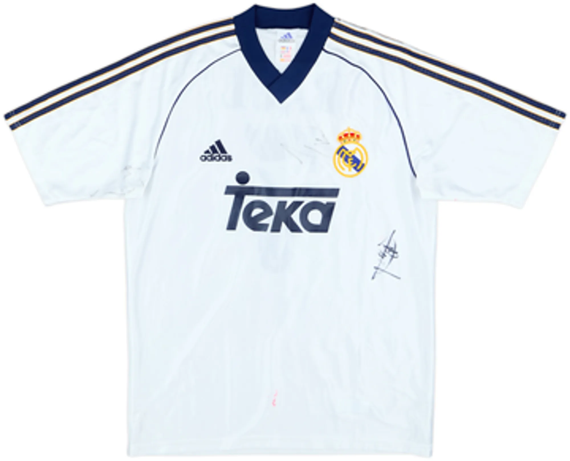 1998-00 Real Madrid 'Signed' Home Shirt Raul #7 - 6/10 - (XL.Boys)