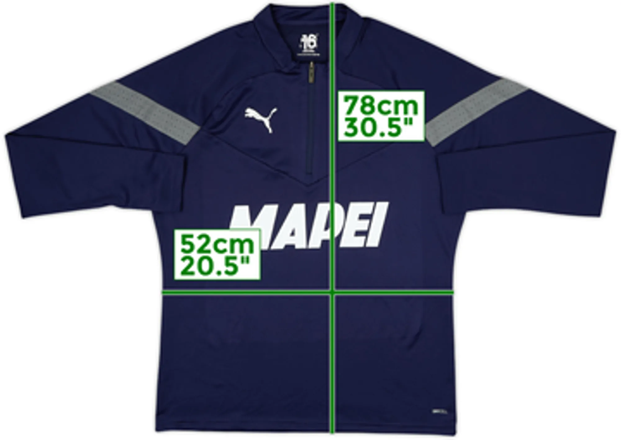 2022-23 Sassuolo Puma Player Issue 1/4 Zip Drill Top #16 - 8/10 - (L)