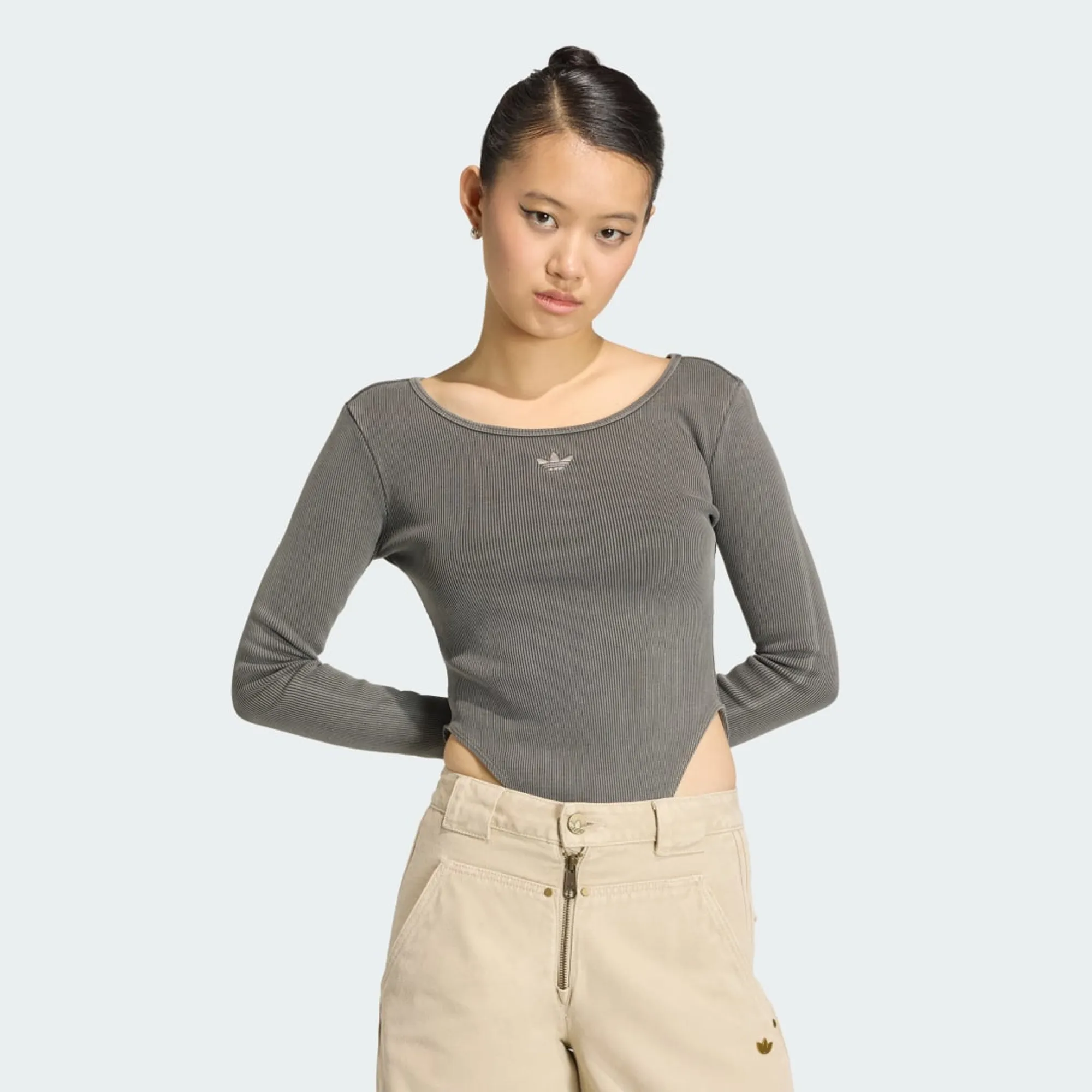 adidas ESSENTIALS RIB LONGSLEEVE BODYSUIT WASHED