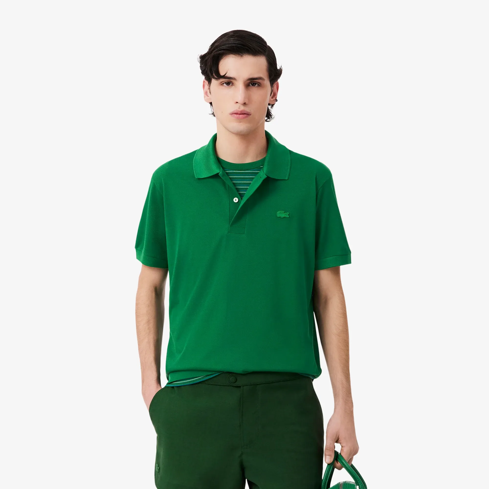 Lacoste Runway Classic Fit Silk Piqué Polo Shirt - Green