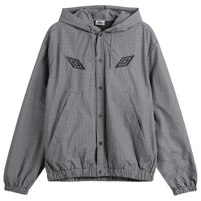 Umbro by Slam Jam Men's Gingham Masked Hooded Shirt Jacket Coffee