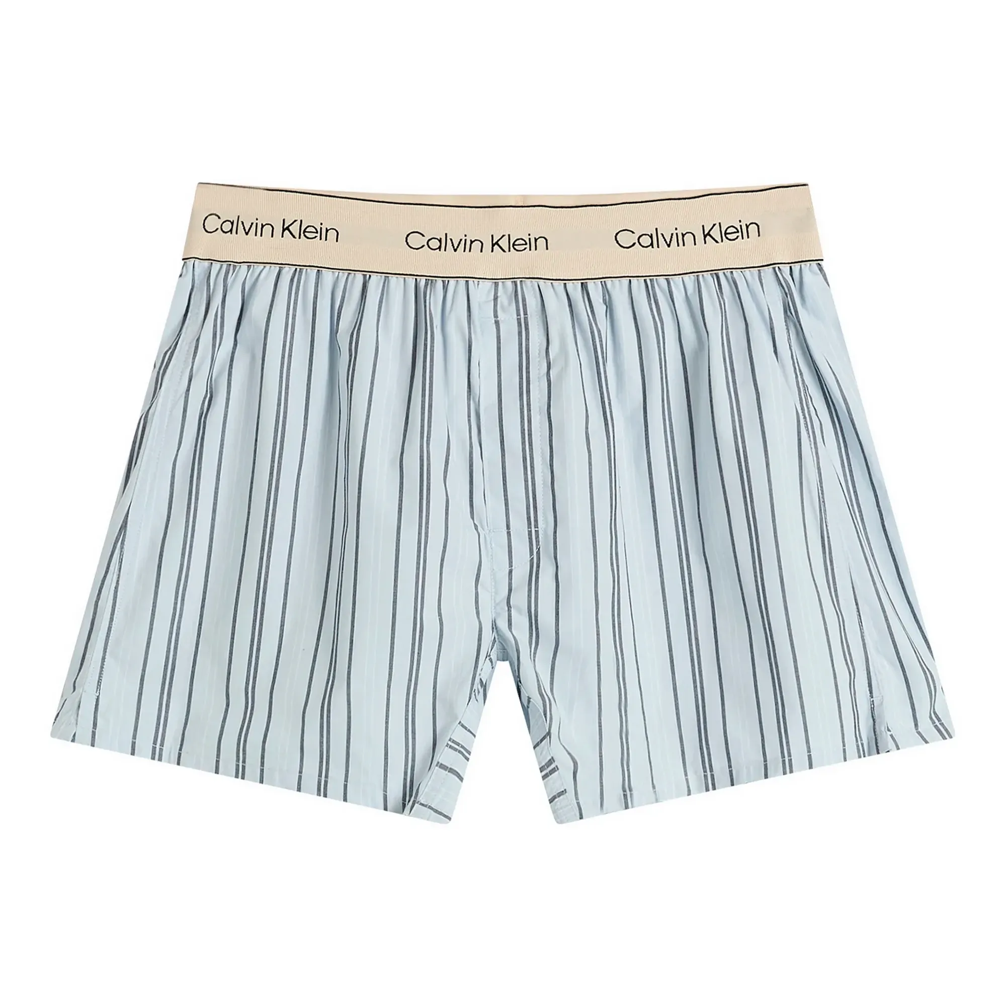 Calvin Klein Men's Heritage Cotton Poplin Sleep Short Majorca Stripe Breezy Blue