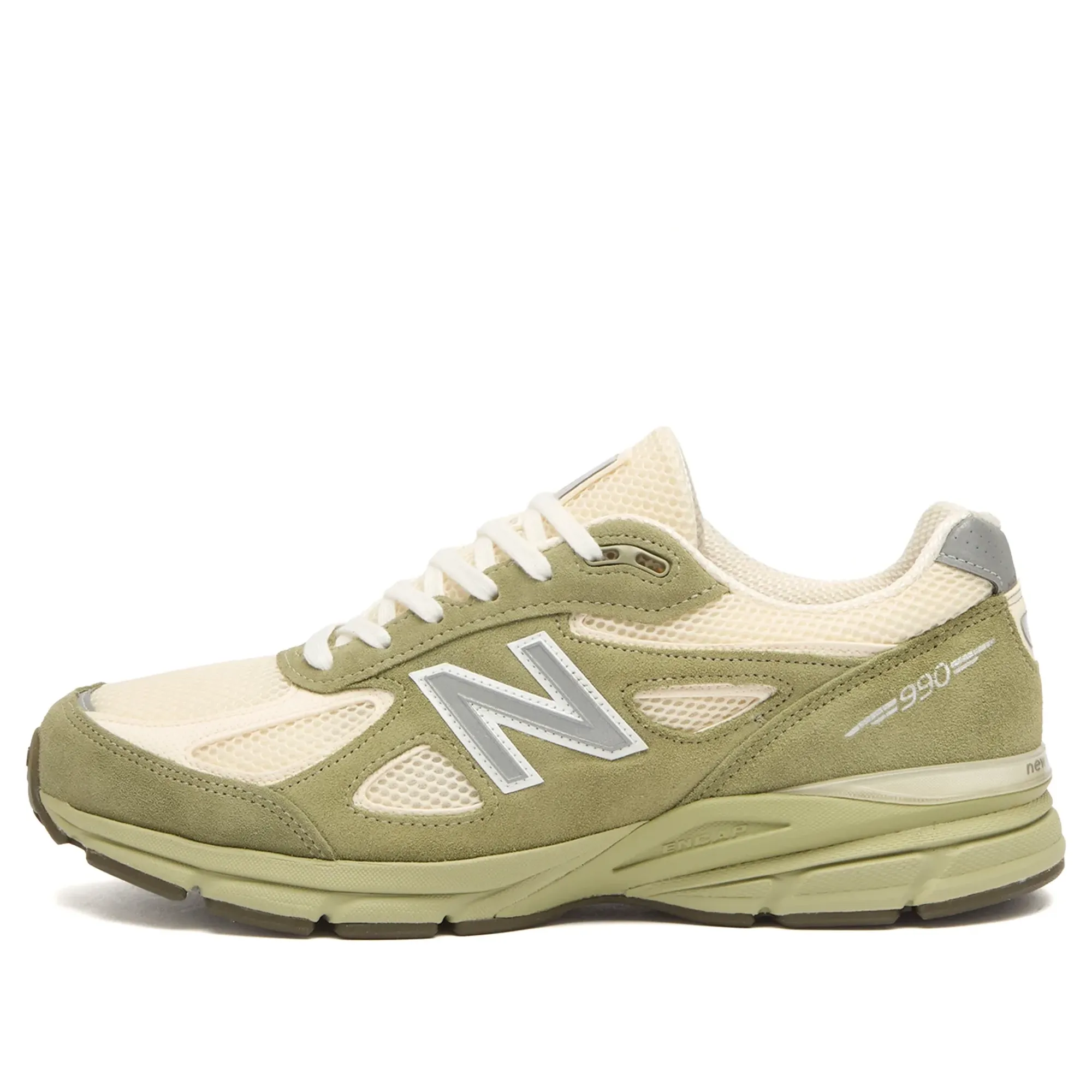 New Balance Unisex Made in USA 990v4 in Green/Beige Suede/Mesh