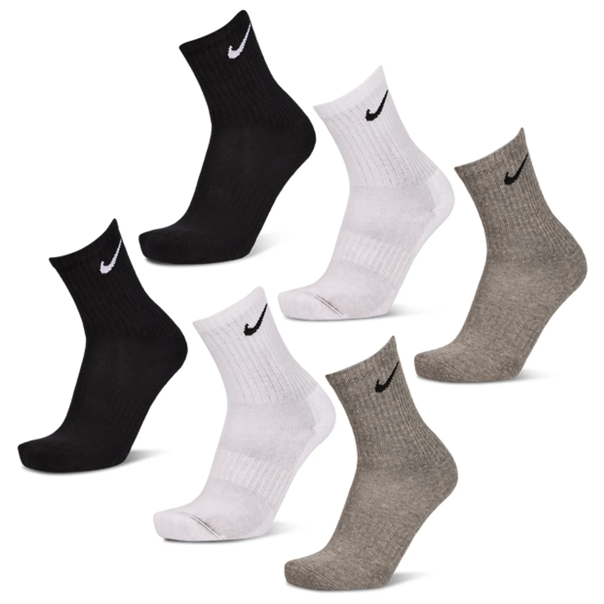 Nike Everyday Cushioned Crew 6 Pack Unisex Socks - White