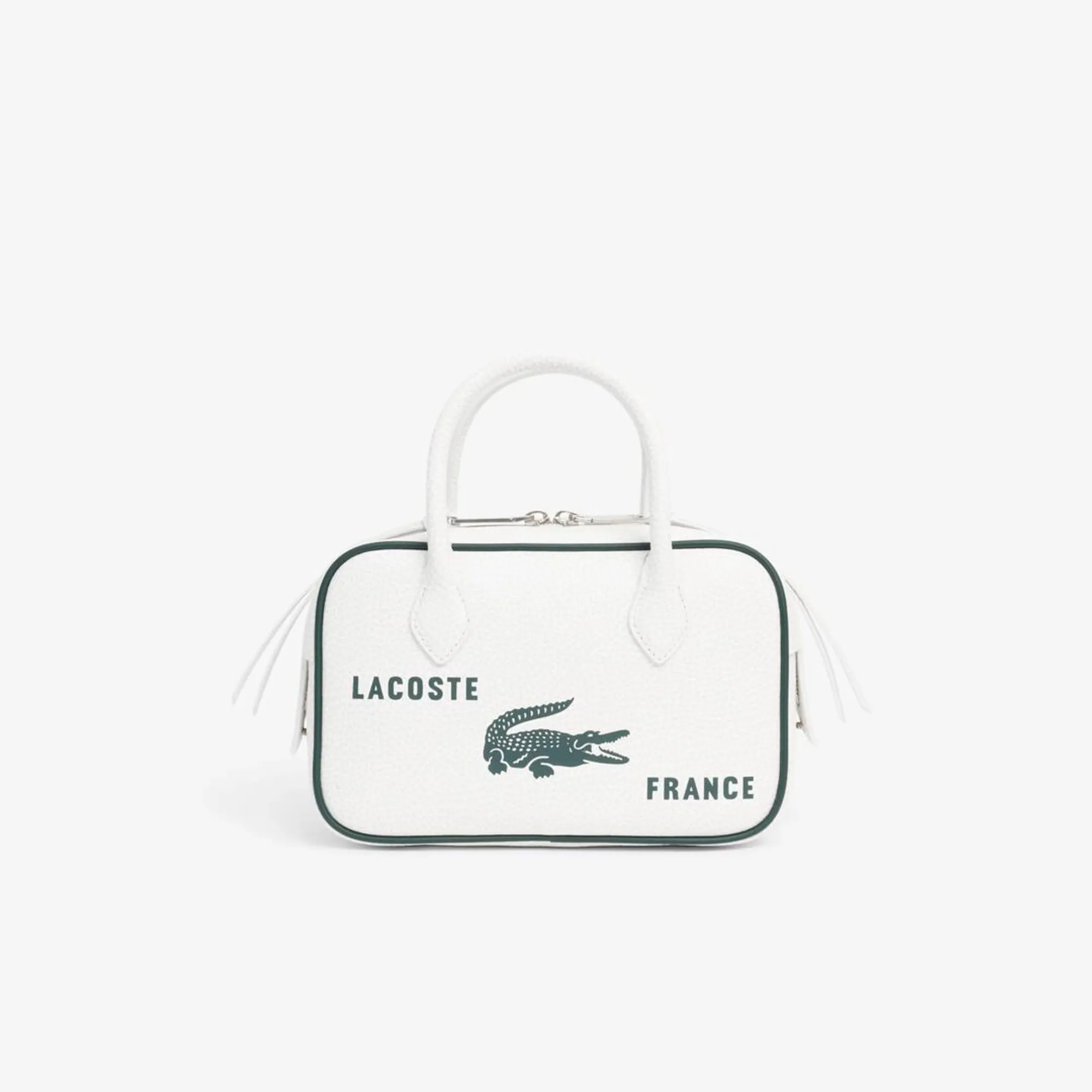 Lacoste Runway Small Printed Leather Gym Bag - White