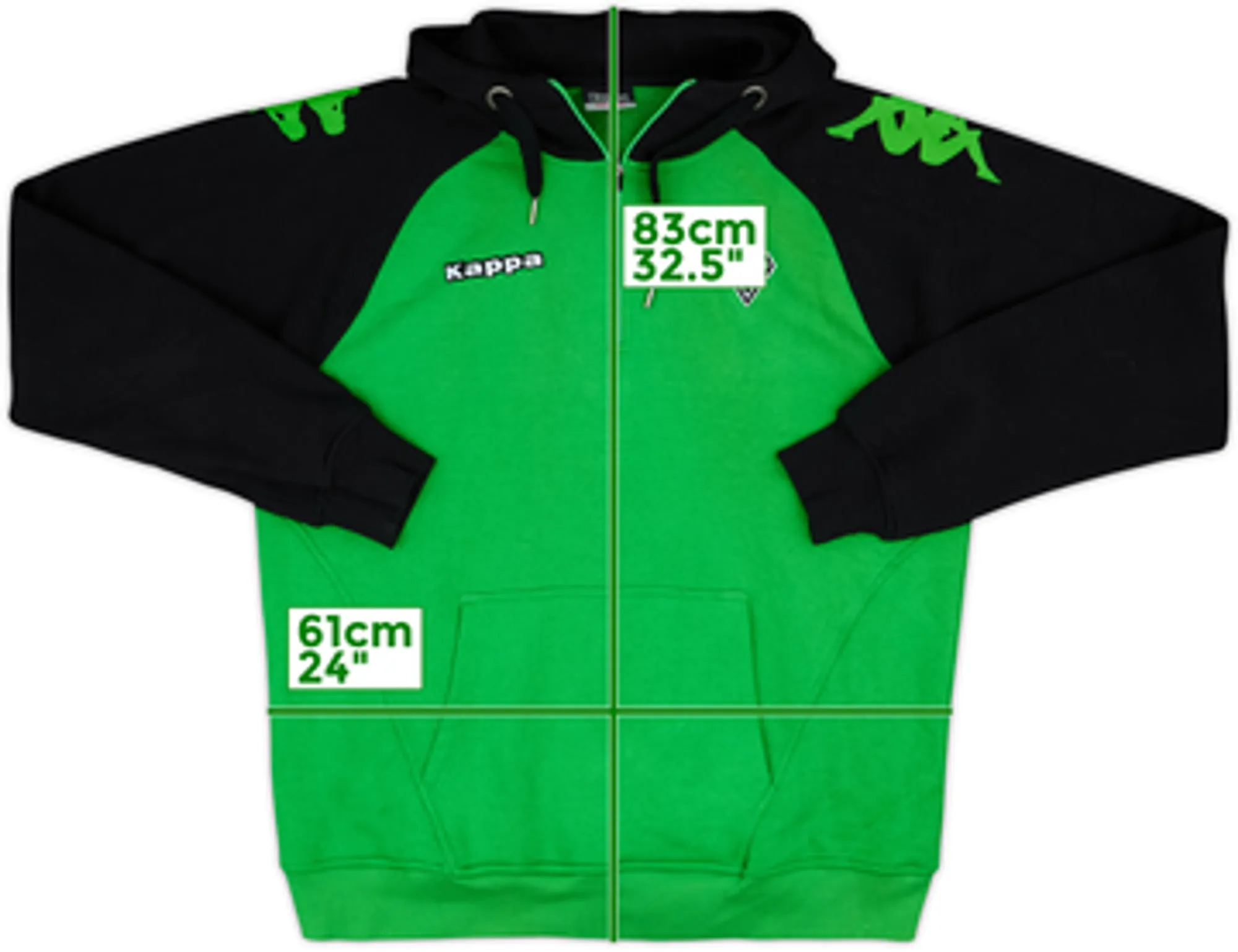 2015-16 Borussia Monchengladbach Kappa Hooded 1/4 Zip Drill Top - 8/10 - (XXL)