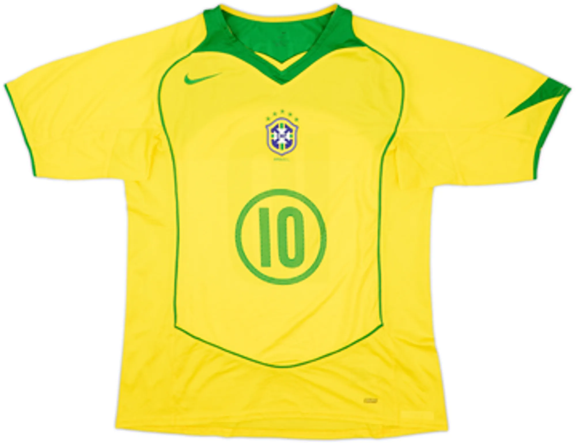 2004-06 Brazil Home Shirt Ronaldinho #10 - 8/10 - (M)