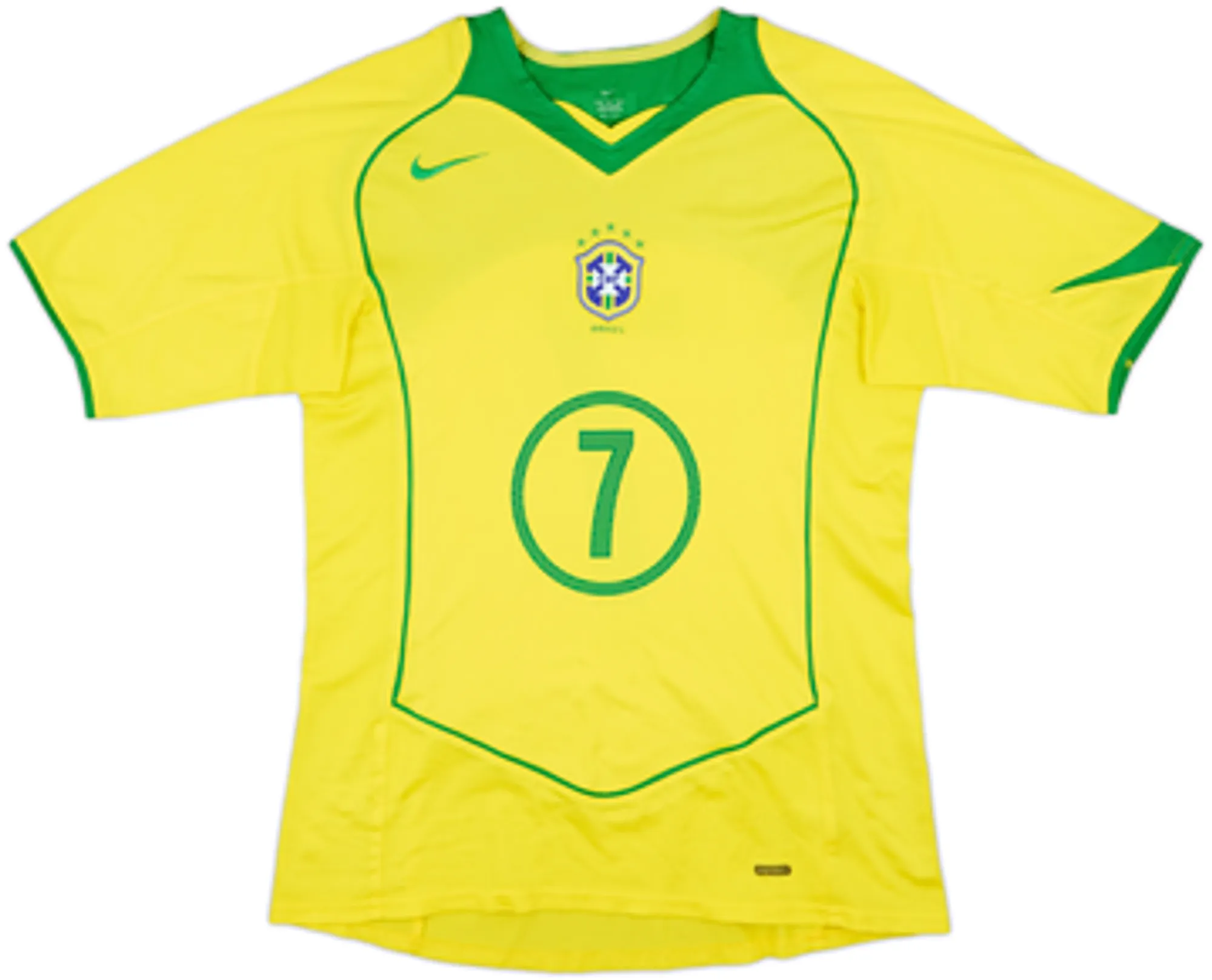 2004-06 Brazil Home Shirt Ronaldinho #7 - 8/10 - (M)