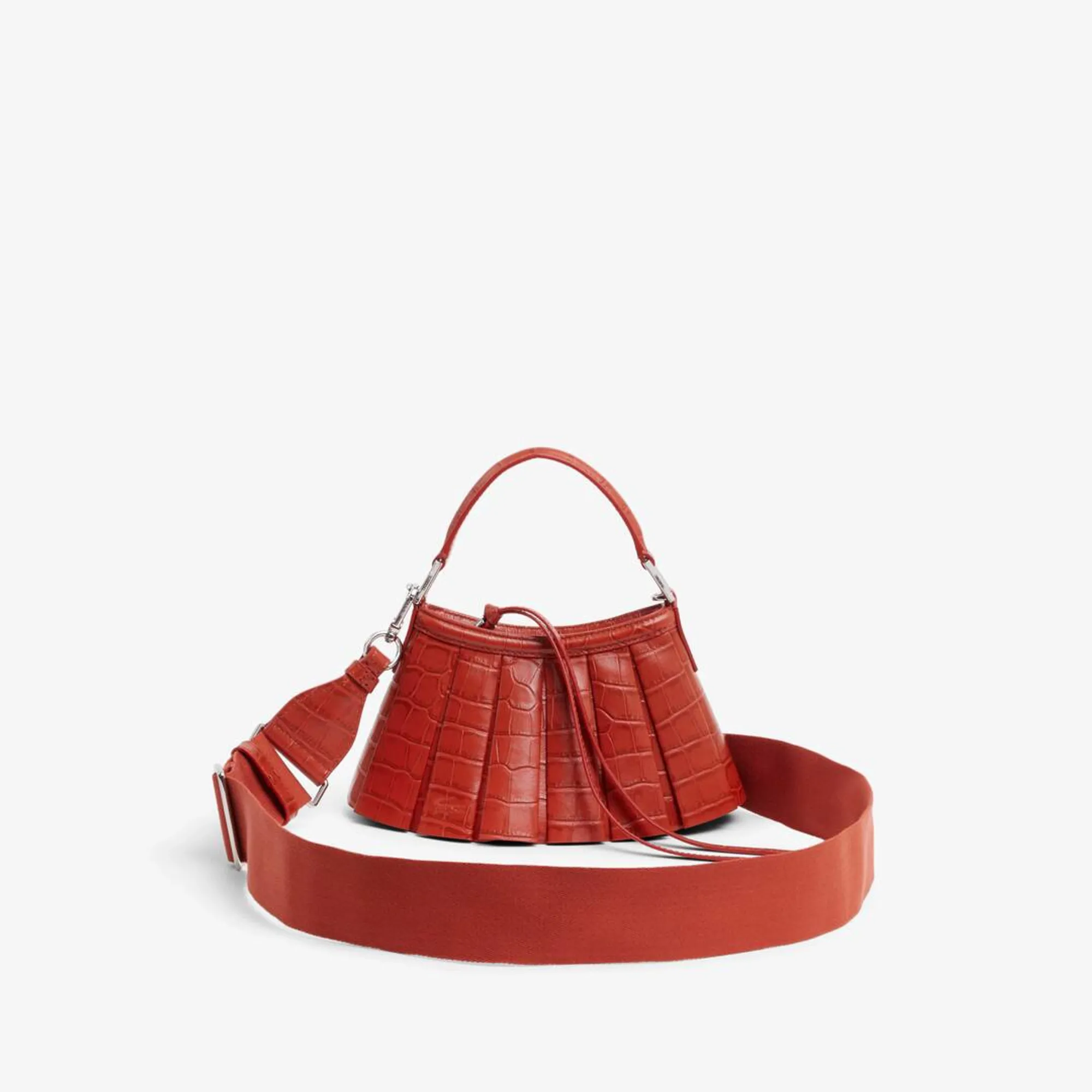 Lacoste Runway Mini Lenglen Crocodile Effect Leather Bag - Orangine