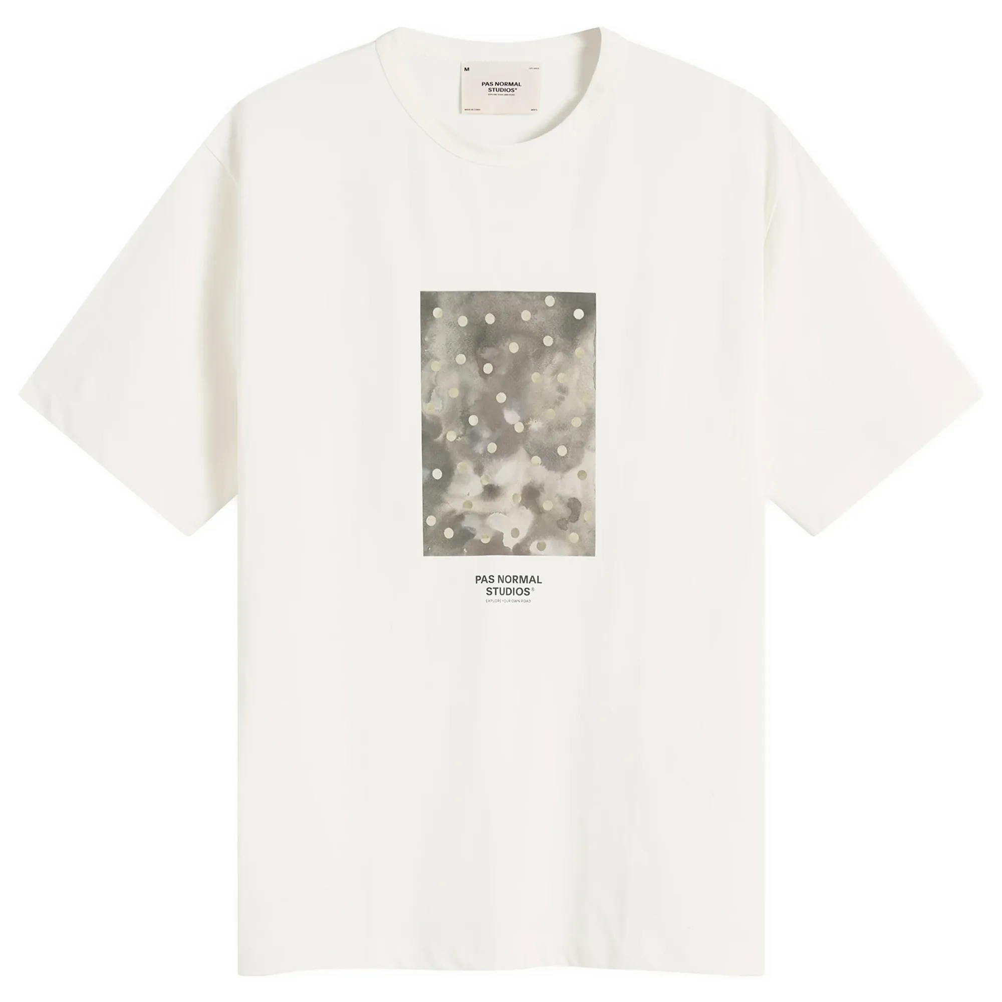 Pas Normal Studios Men's Off-Race Cotton Tech T-Shirt Off White
