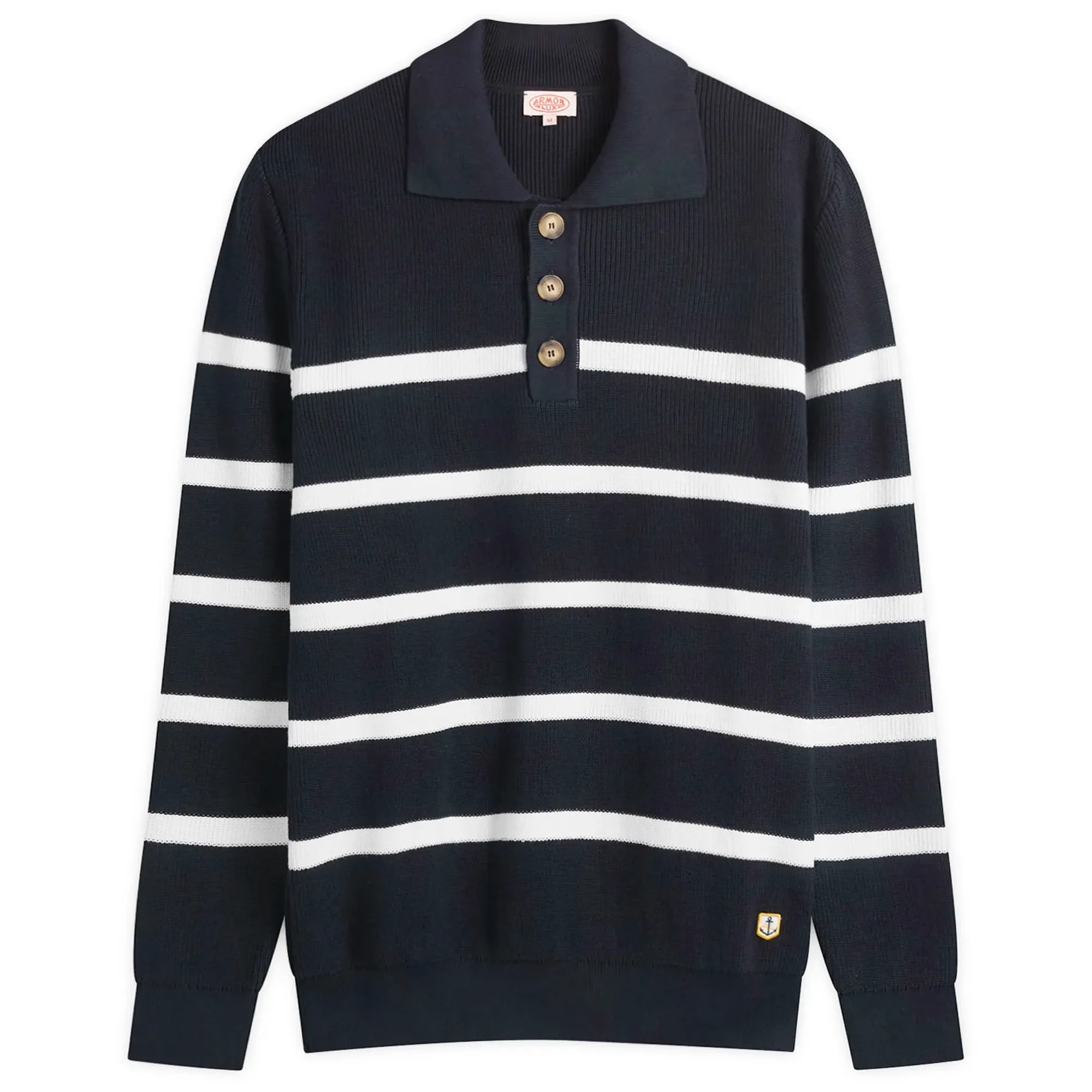 Armor-Lux Men's Knit Polo Marine Deep/Blanc