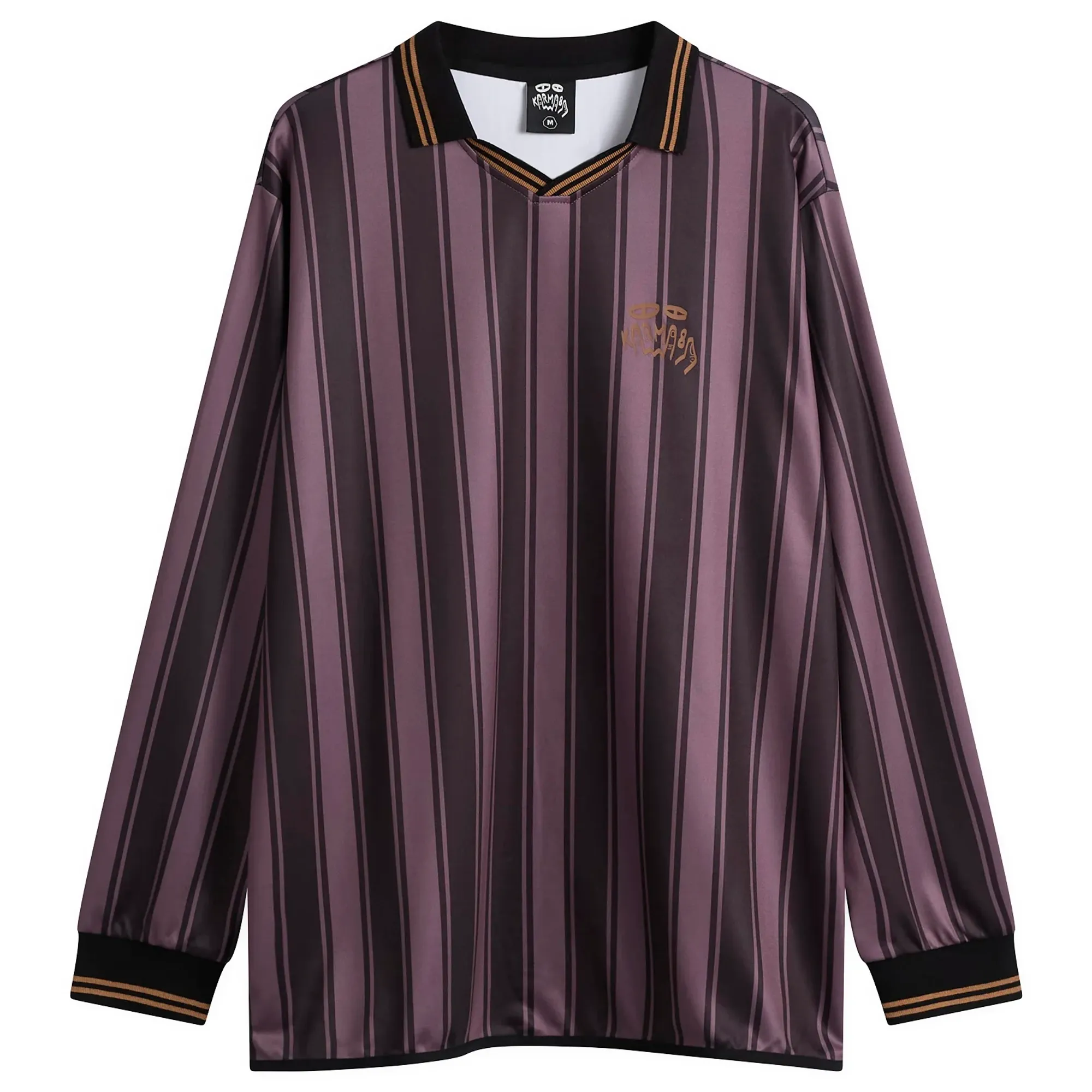 Karma8a Men's Stripe Long Sleeve Polo T-Shirt Purple