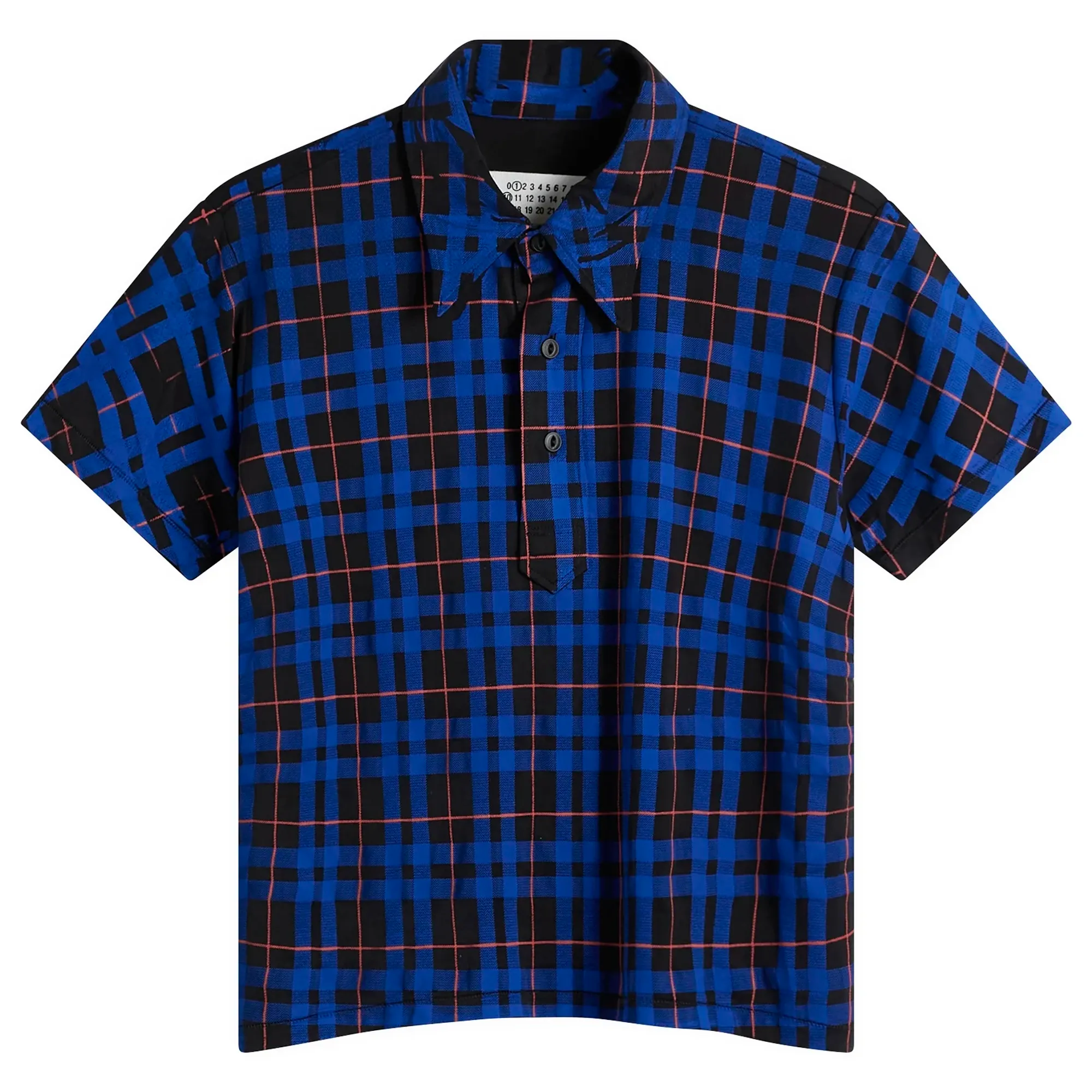 Maison Margiela Women's Check Polo Top Blue/Black