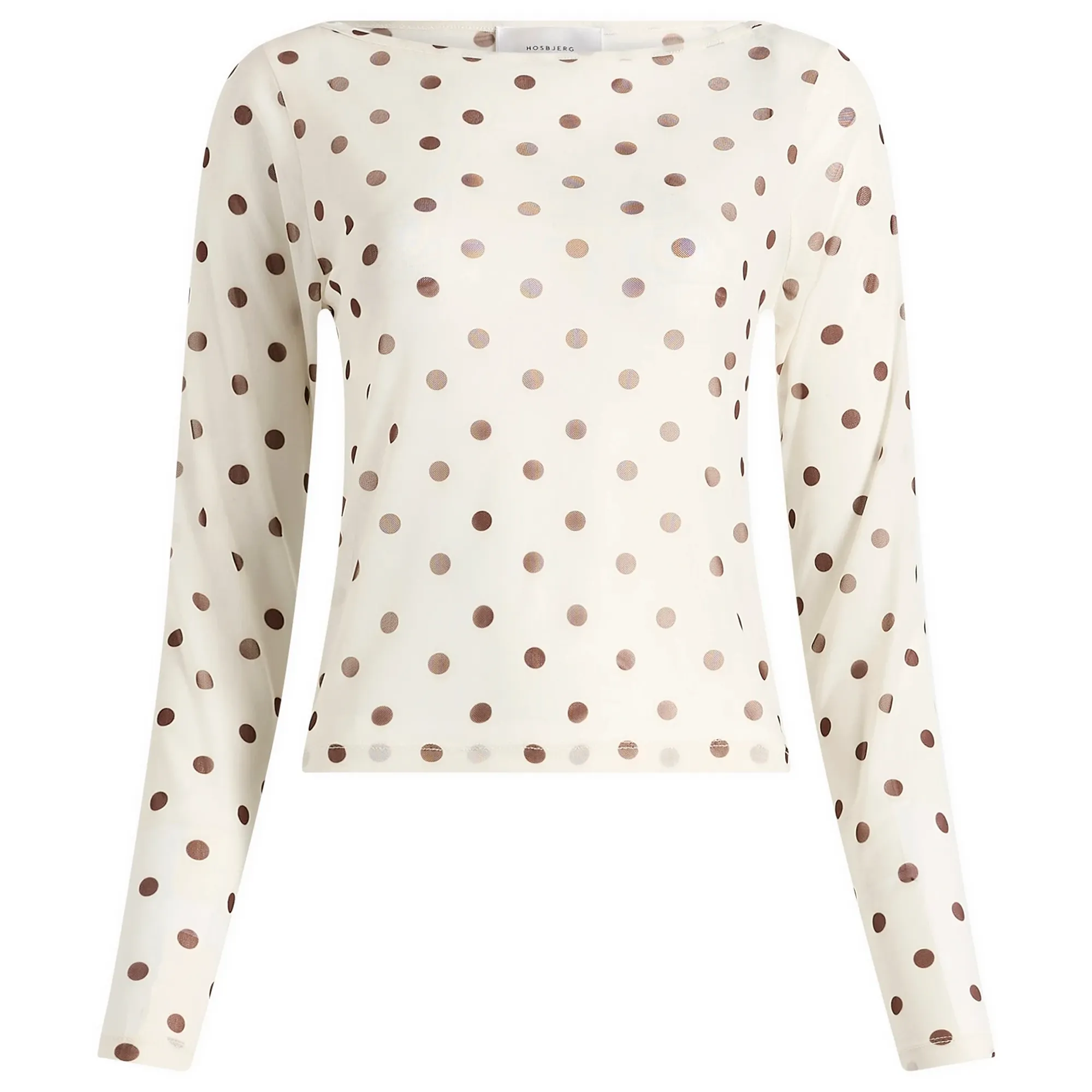 Hosbjerg Women's Betty Long Sleeve Top Off White/Brown Dots