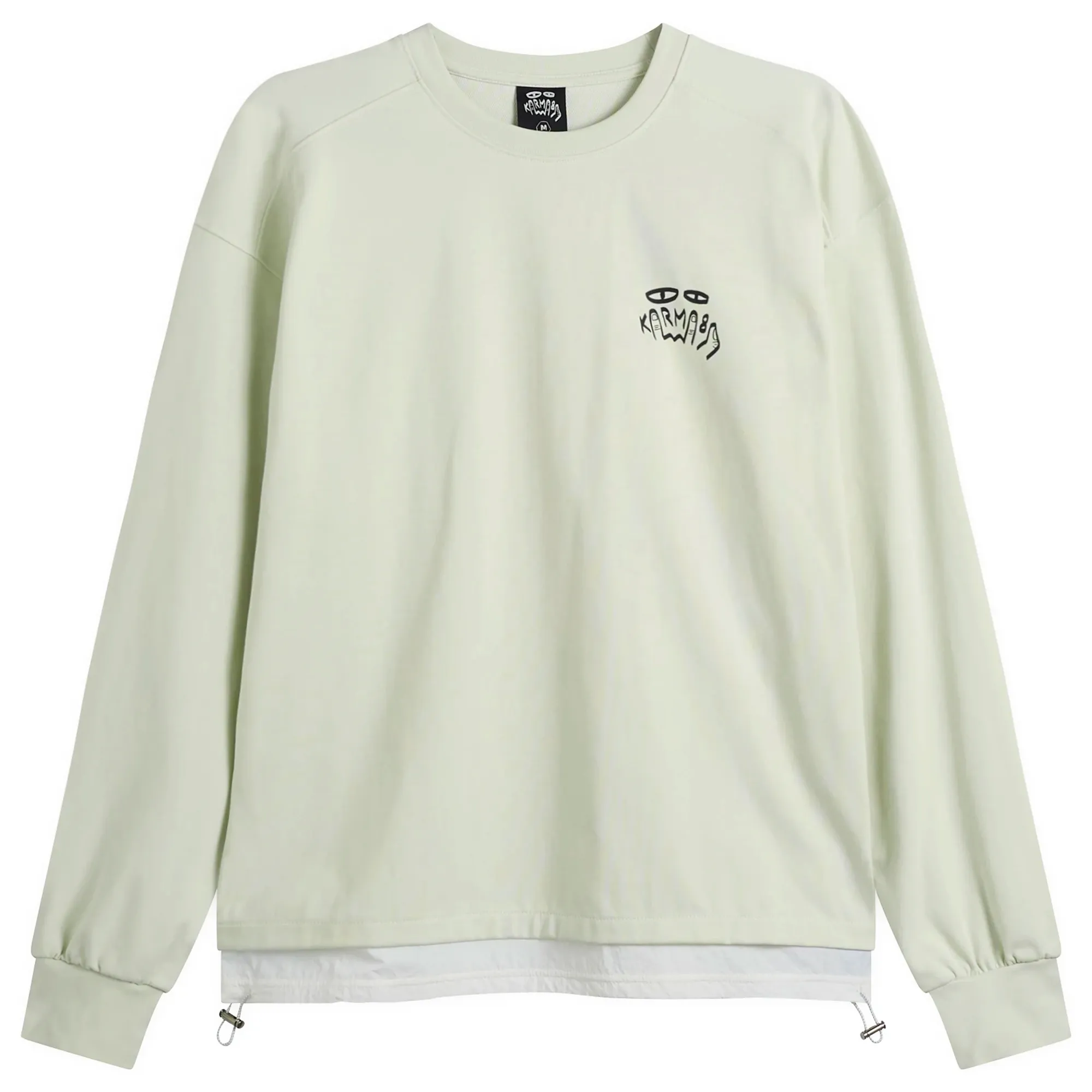 Karma8a Men's Layered Long Sleeve Woven Hem T-Shirt White