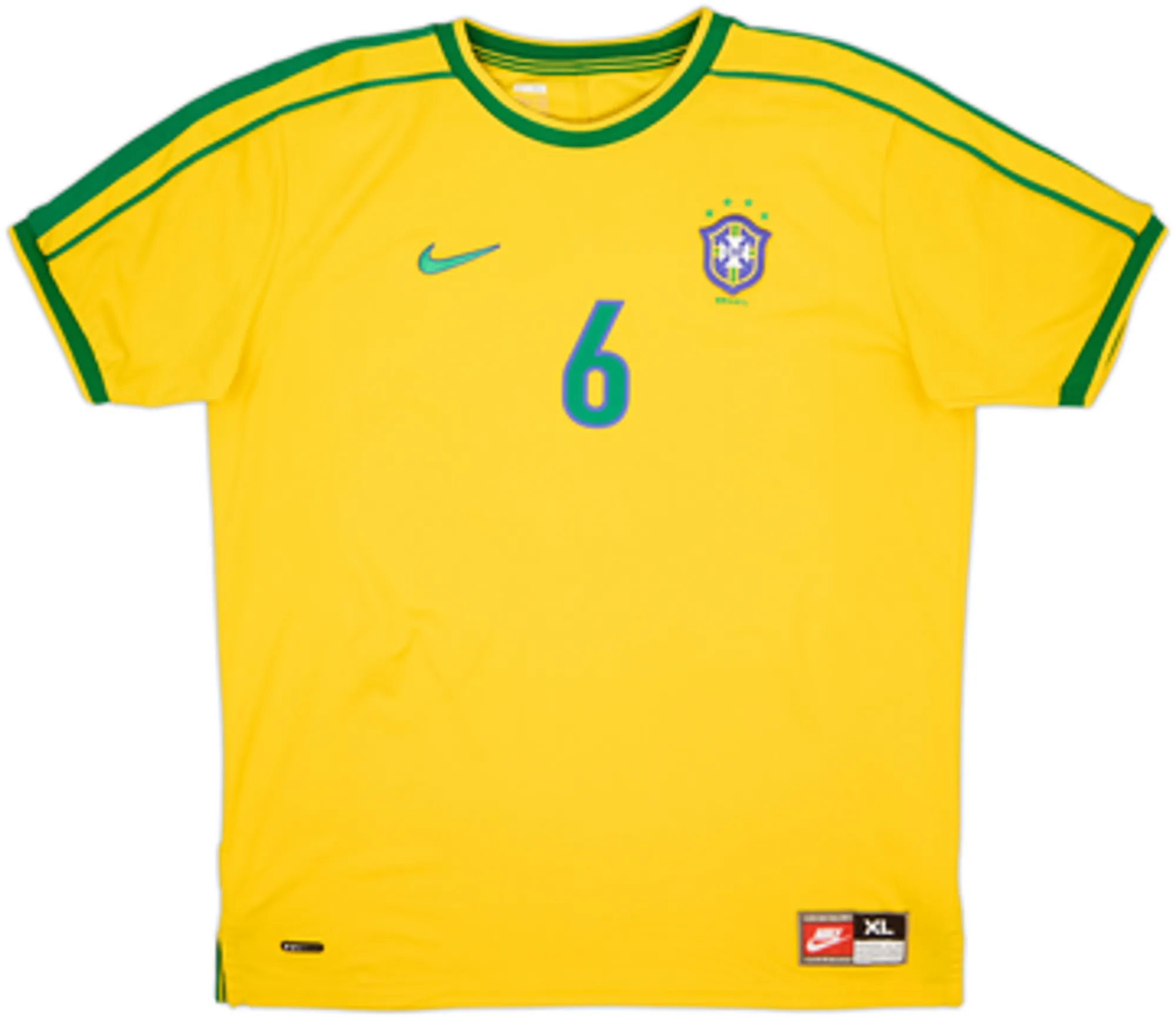 2008 Brazil '1998-00' Nike Reissue Home Shirt R.Carlos #6 - 7/10 - (XL)
