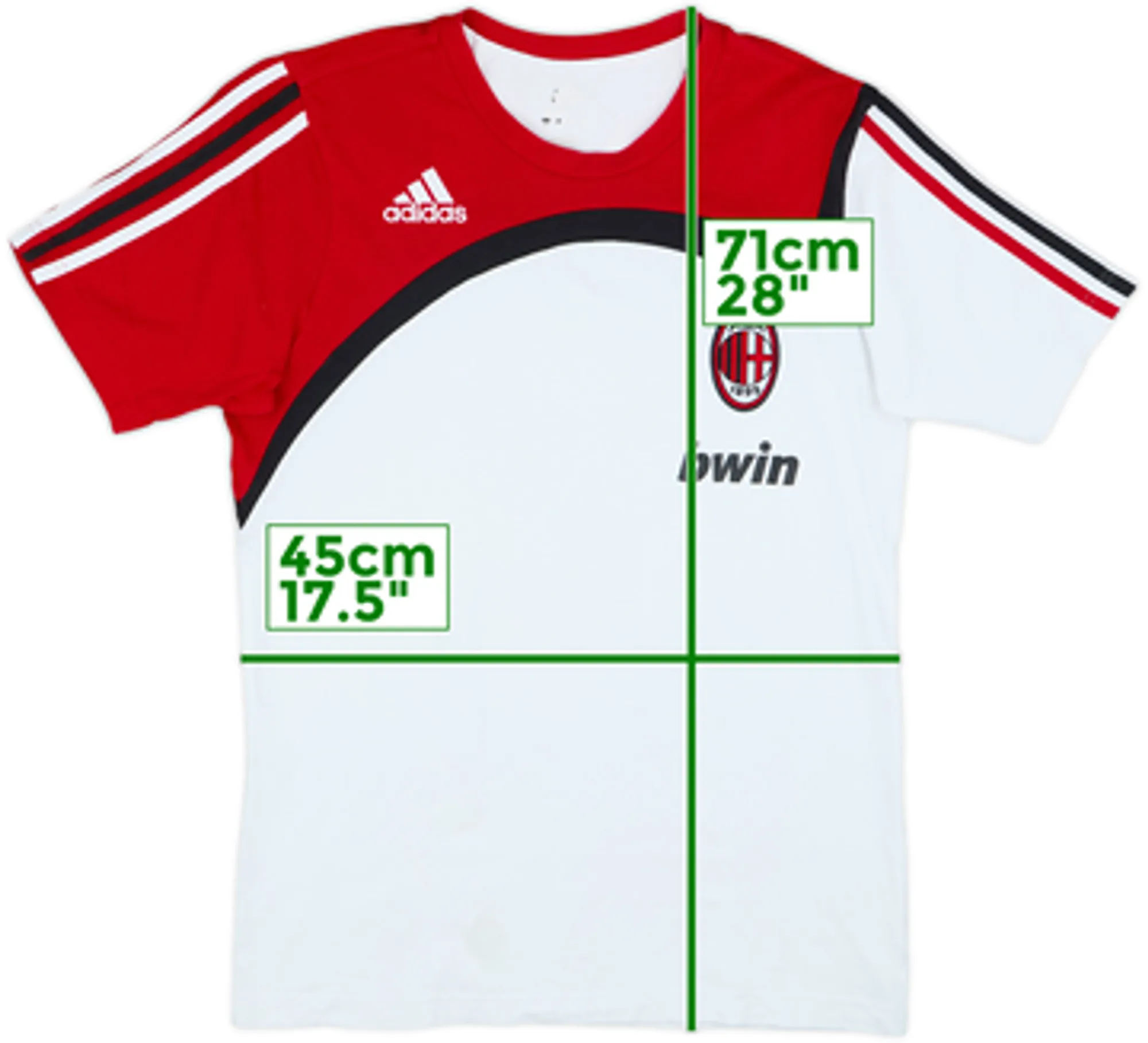 2007-08 AC Milan adidas Cotton Tee - 8/10 - (XL.Boys)