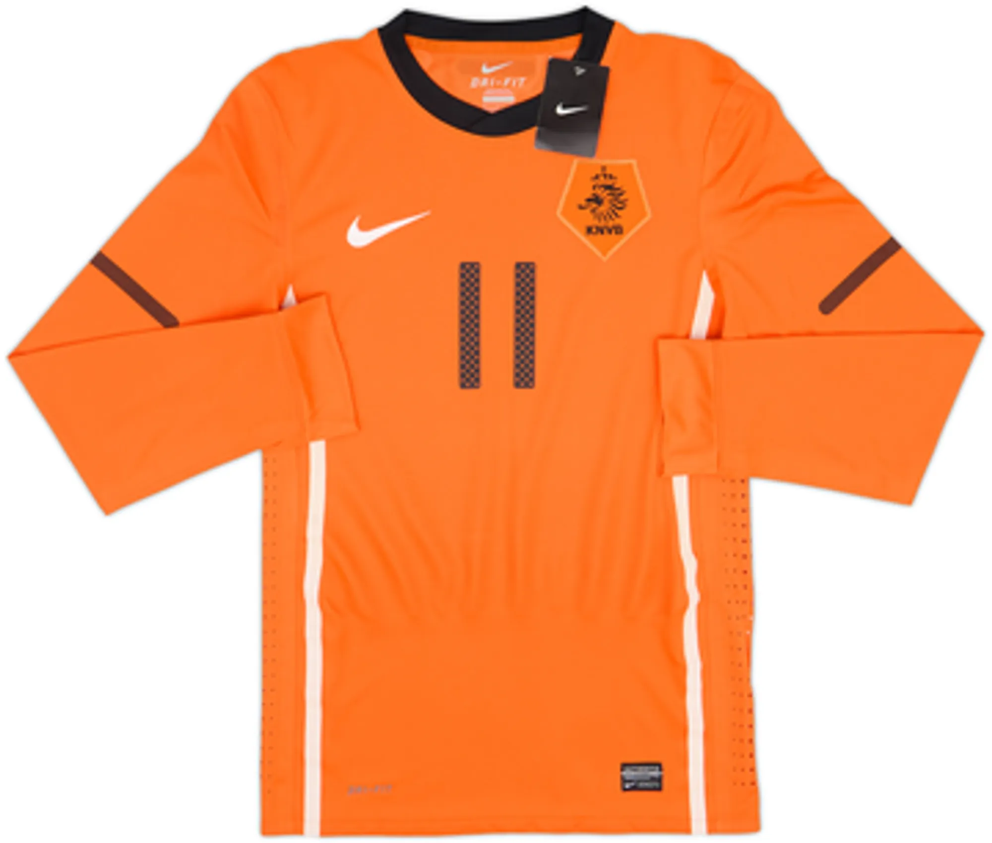 2010-11 Netherlands Authentic Home L/S Shirt Robben #11 (S)