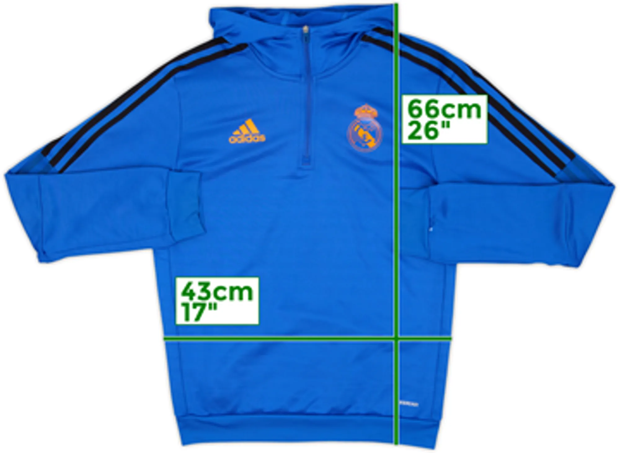 2021-22 Real Madrid adidas 1/4 Zip Hooded Sweat Top - 9/10 - (XS)