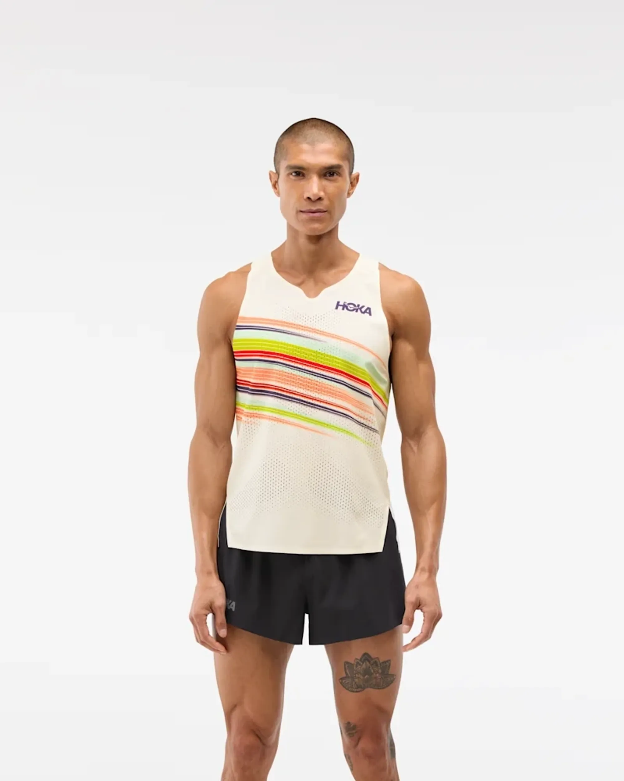 Hoka Men's Race Day Singlet In Alabaster Flare