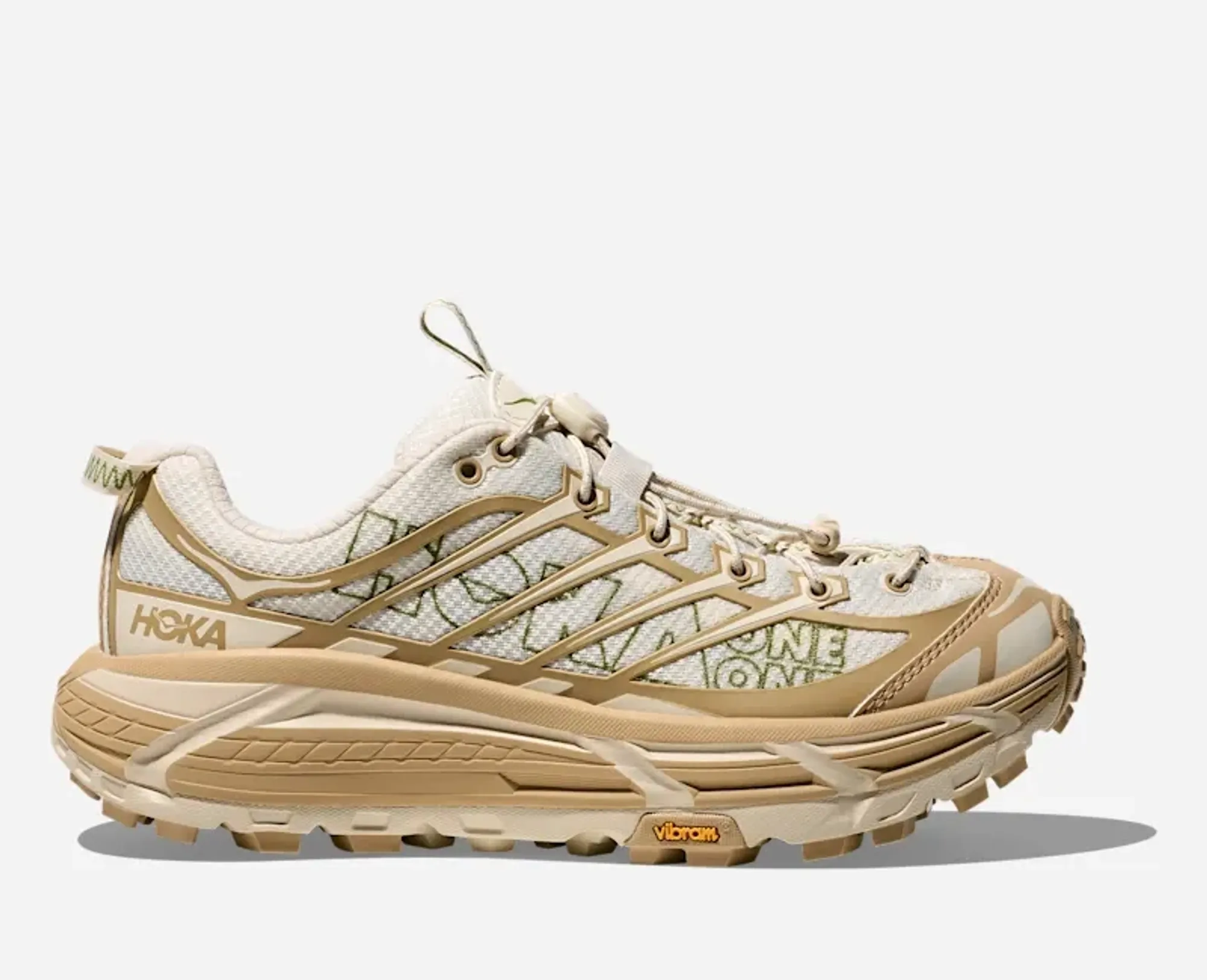 Hoka Mafate Three2 Lifestyle Shoes In Khaki/Oatmilk