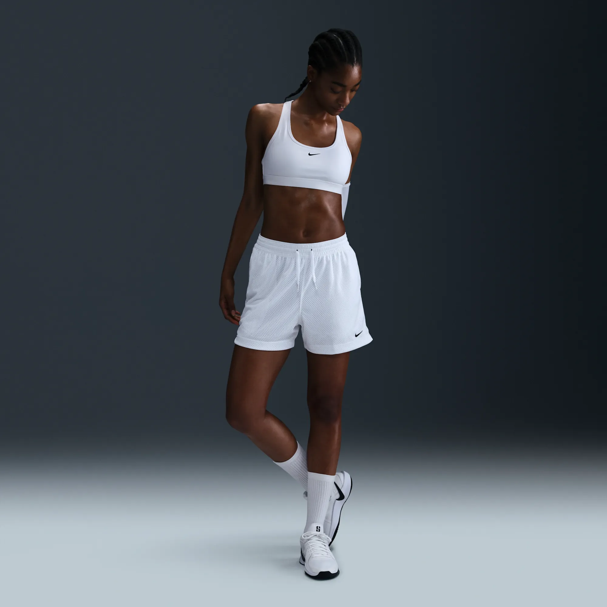 Nike Essential Women's Dri-FIT Mesh Basketball Shorts - White - Polyester