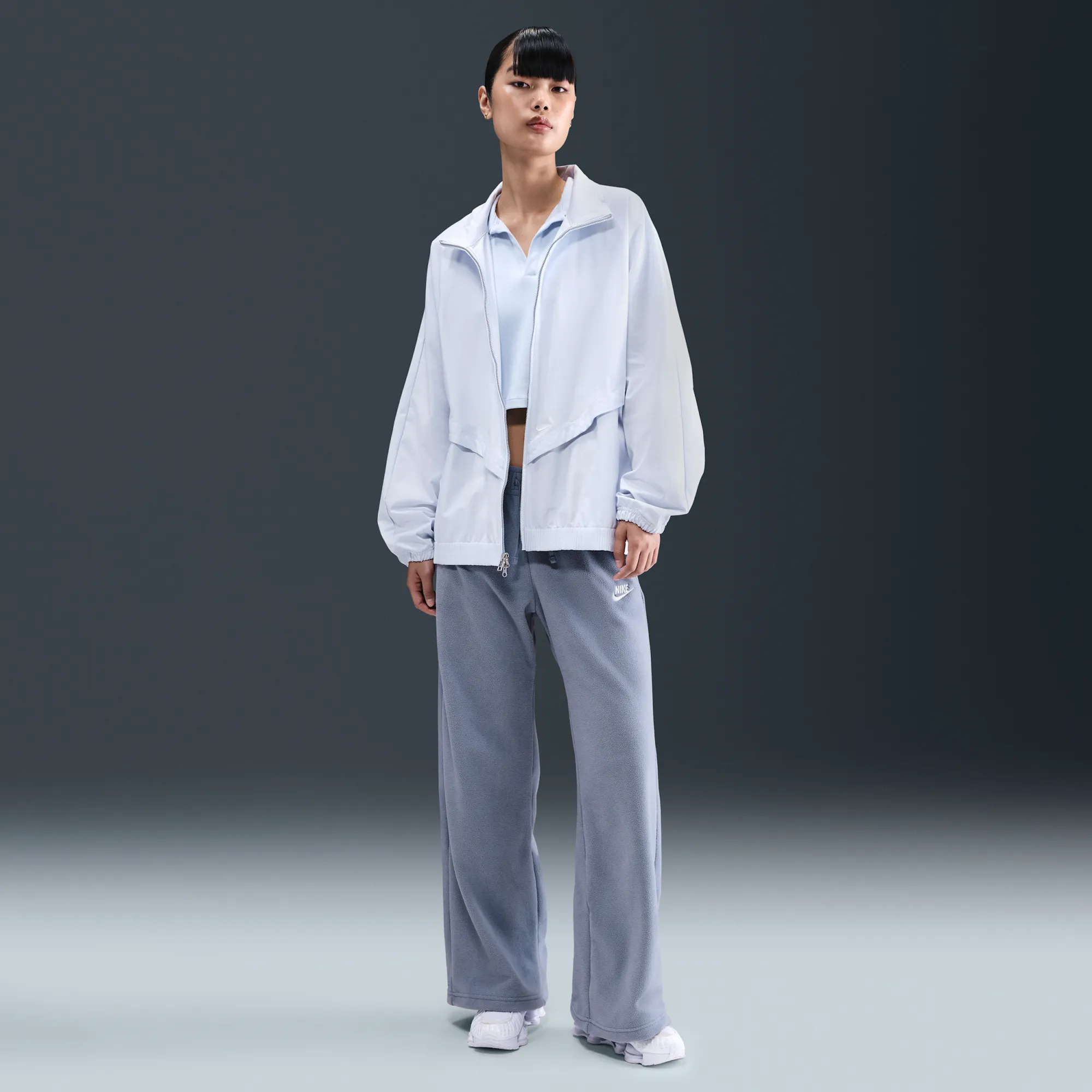 Nike Club Fleece Women's Mid-Rise Wide-Leg Cosy Trousers - Blue - Polyester