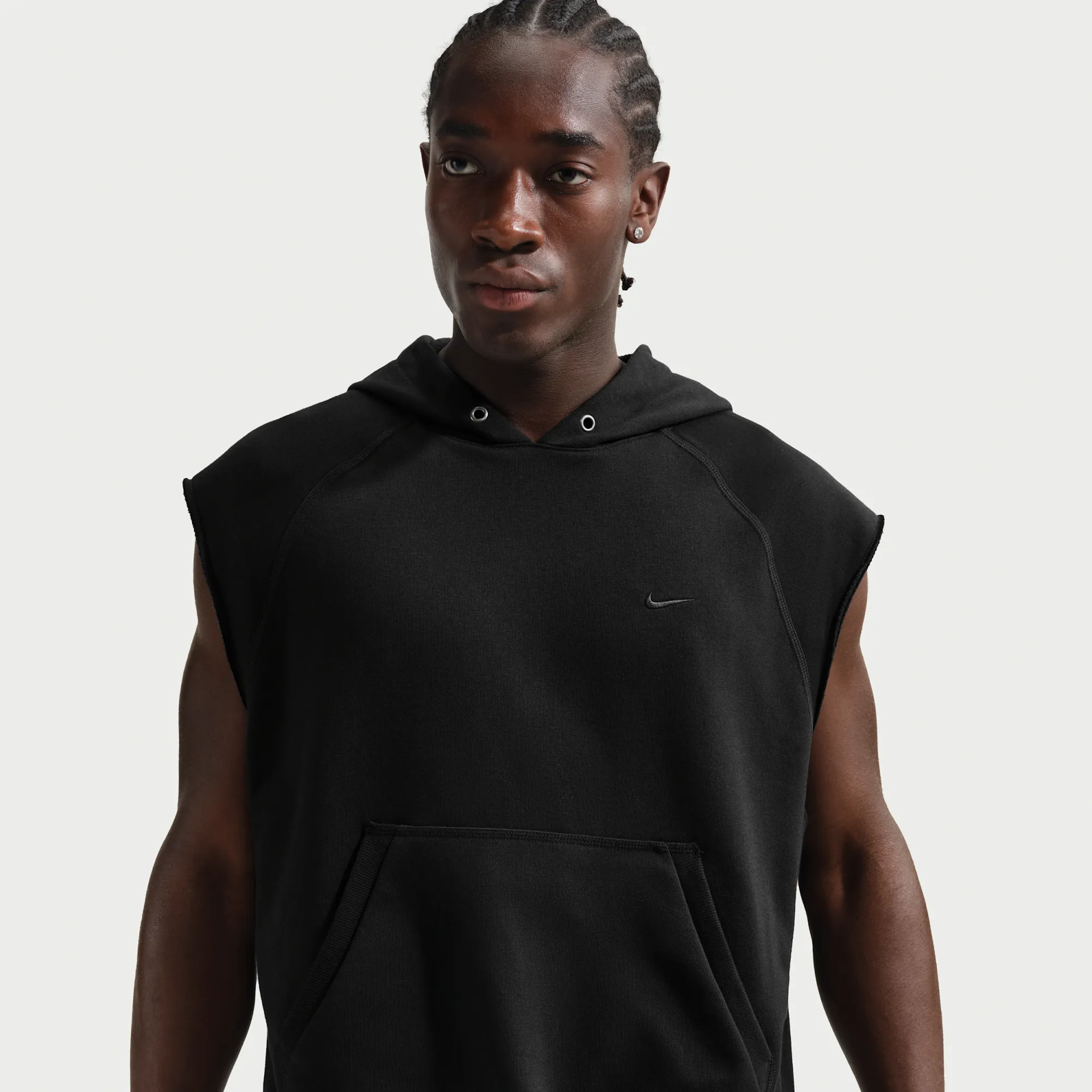 Nike N.A.C. Men's Dri-FIT Fleece Sleeveless Training Hoodie - Black - Polyester/Cotton