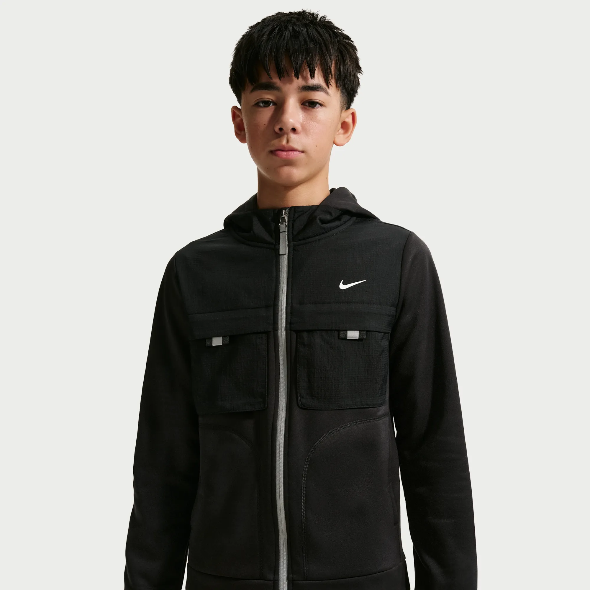Nike City Utility Older Kids' Full-Zip Hoodie - Black - Polyester