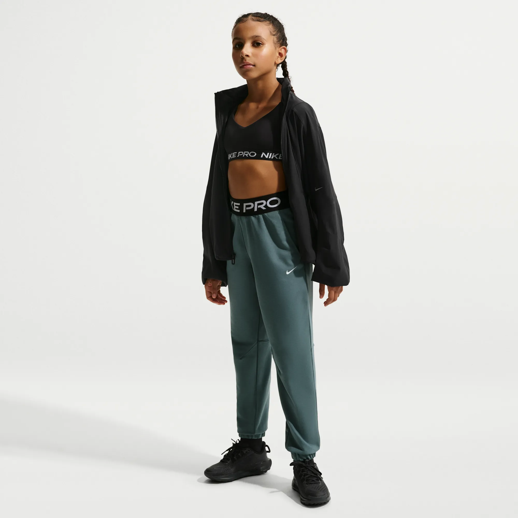 Nike Pro Fleece Older Kids' (Girls') Dri-FIT Joggers - Grey - Fleece