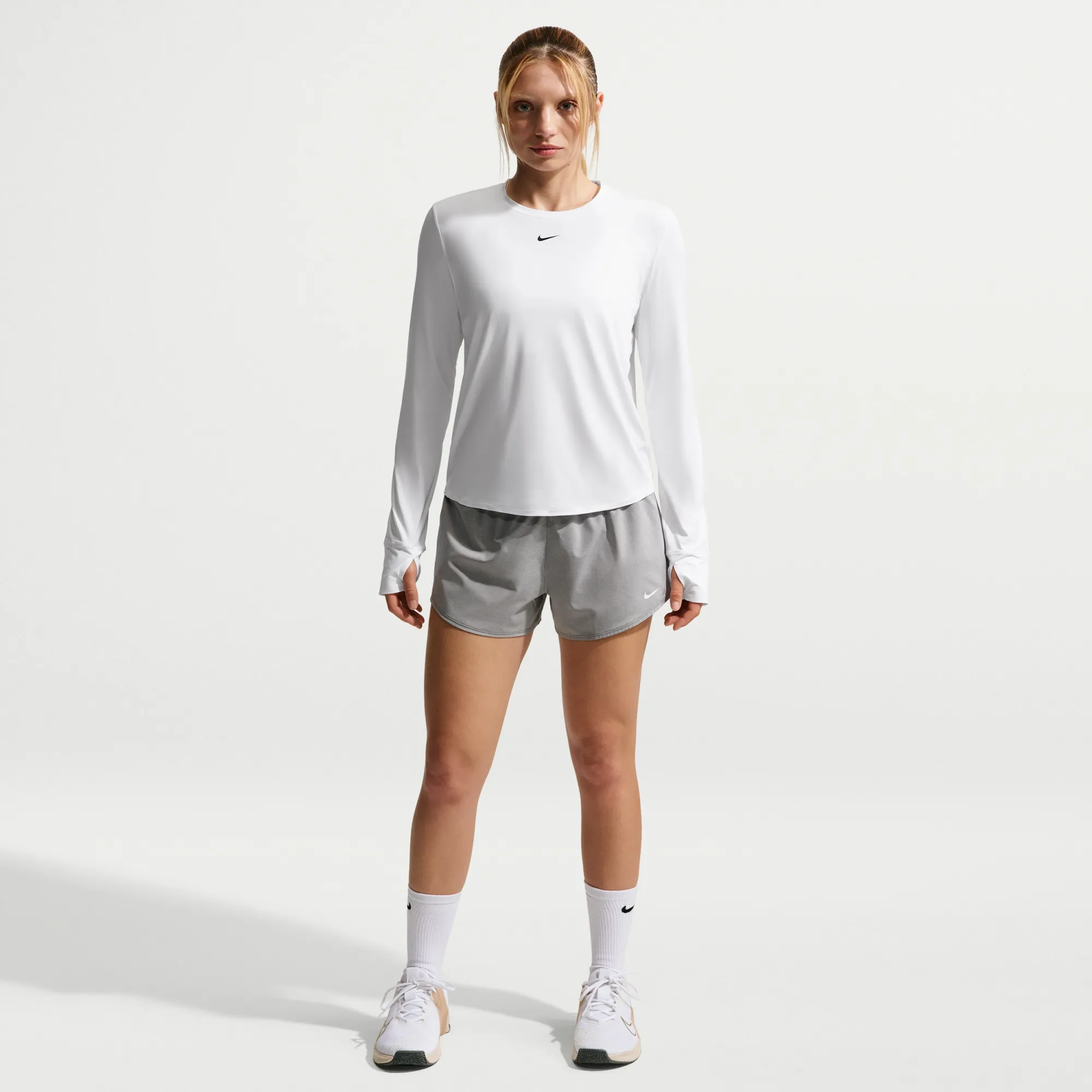 Nike One Women's Dri-FIT Mid-Rise 8cm (approx.) Brief-Lined Shorts - Grey - Polyester