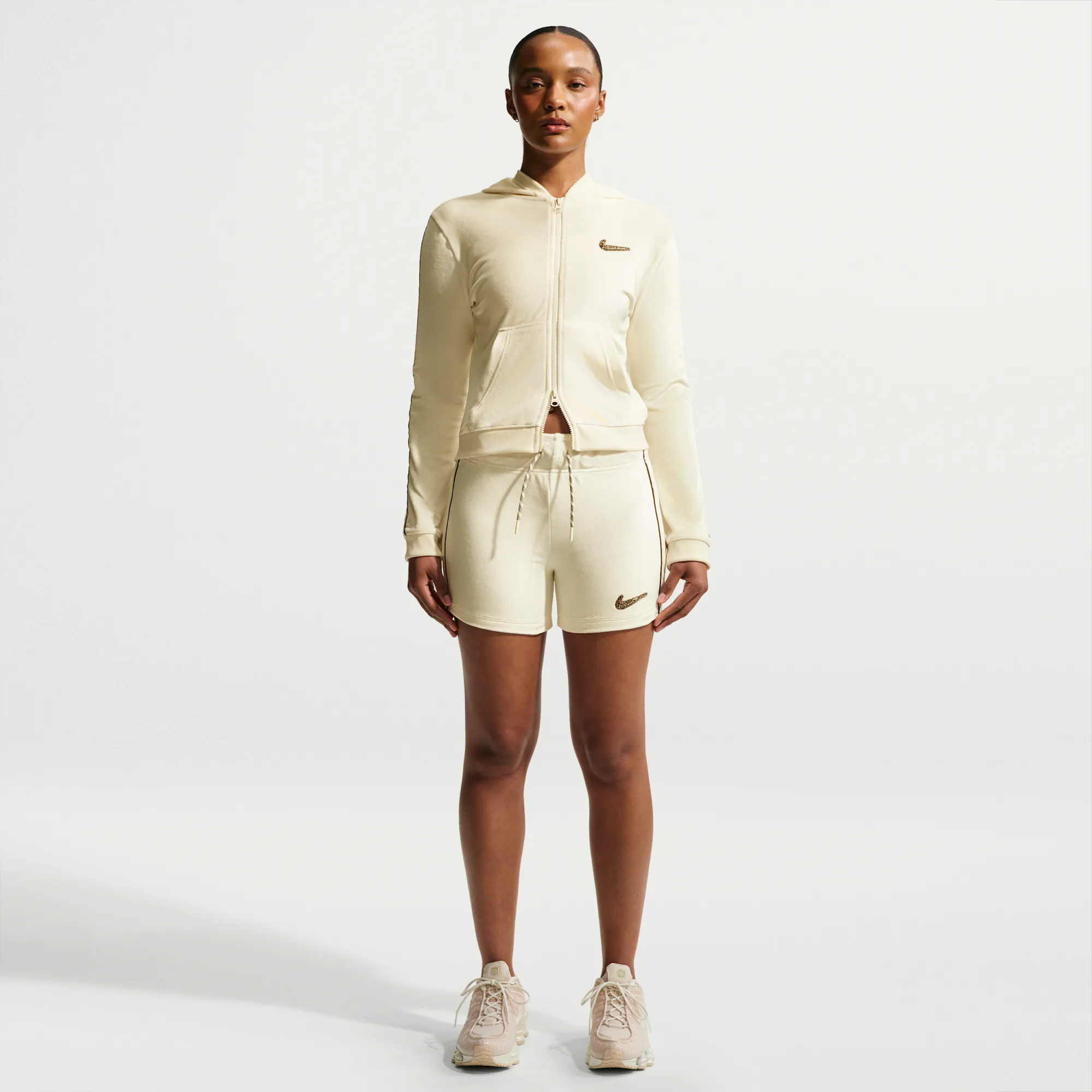 Nike Women's Velour Shorts - White - Polyester/Elastane