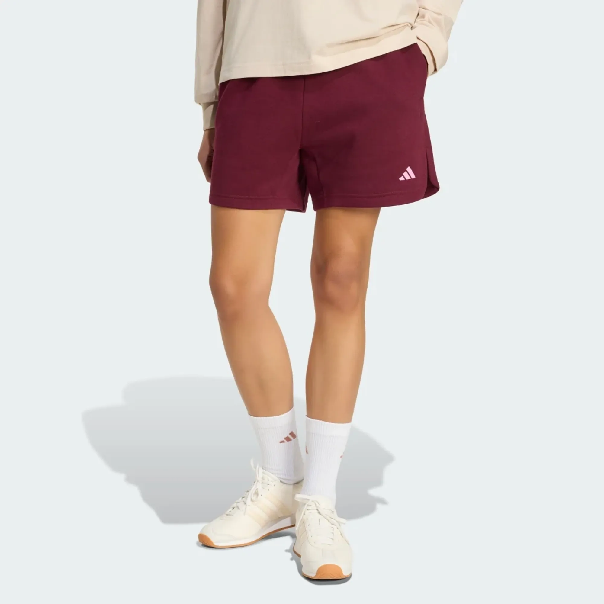 adidas 3 Stripes Studio Fleece Loose Shorts